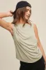 Green Lily Cintched Detail Tank T-Shirt sold by Pinkblush