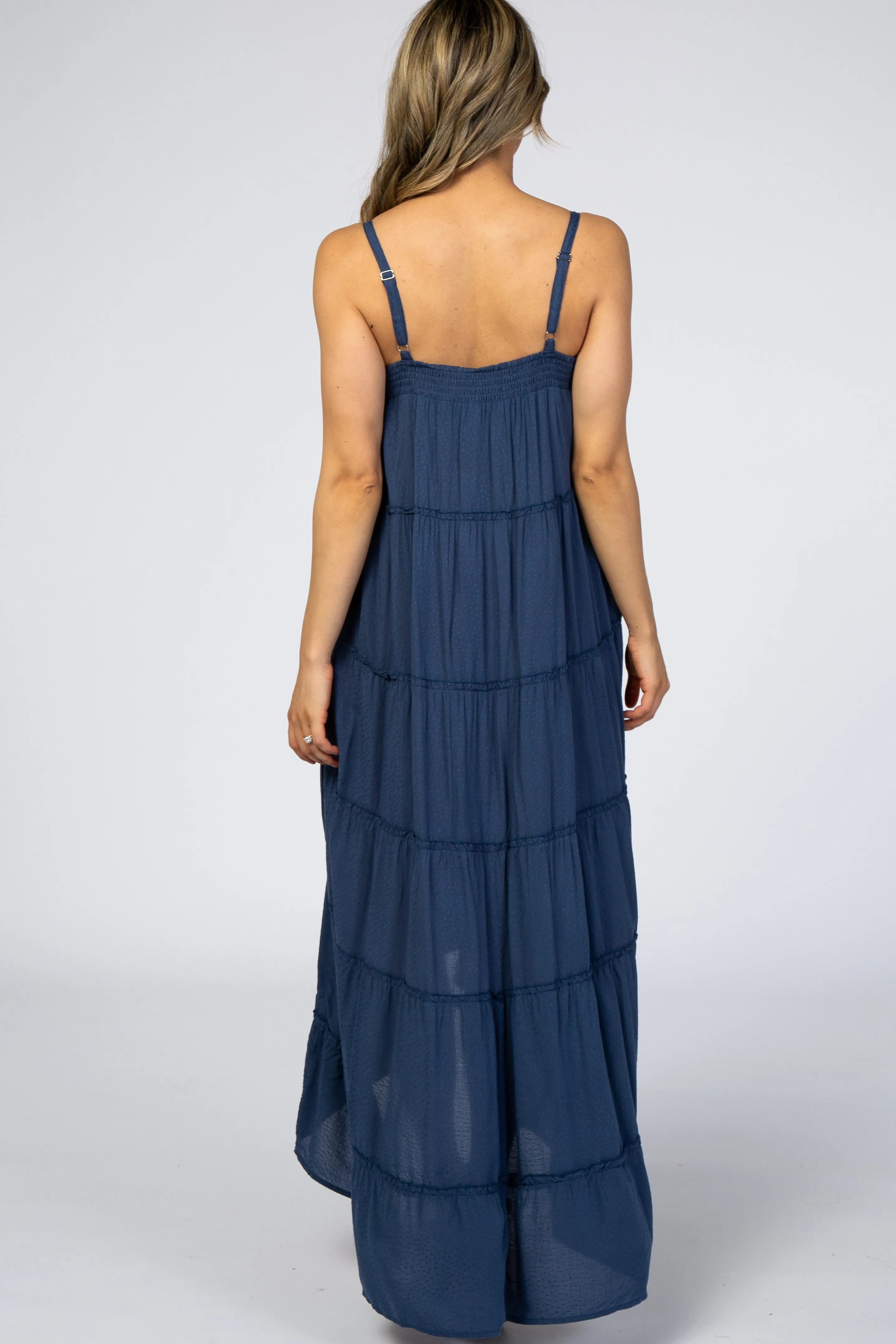 Navy Blue Ruffle Tier Hi-Low Dress sold by Pinkblush product image thumbnail 3