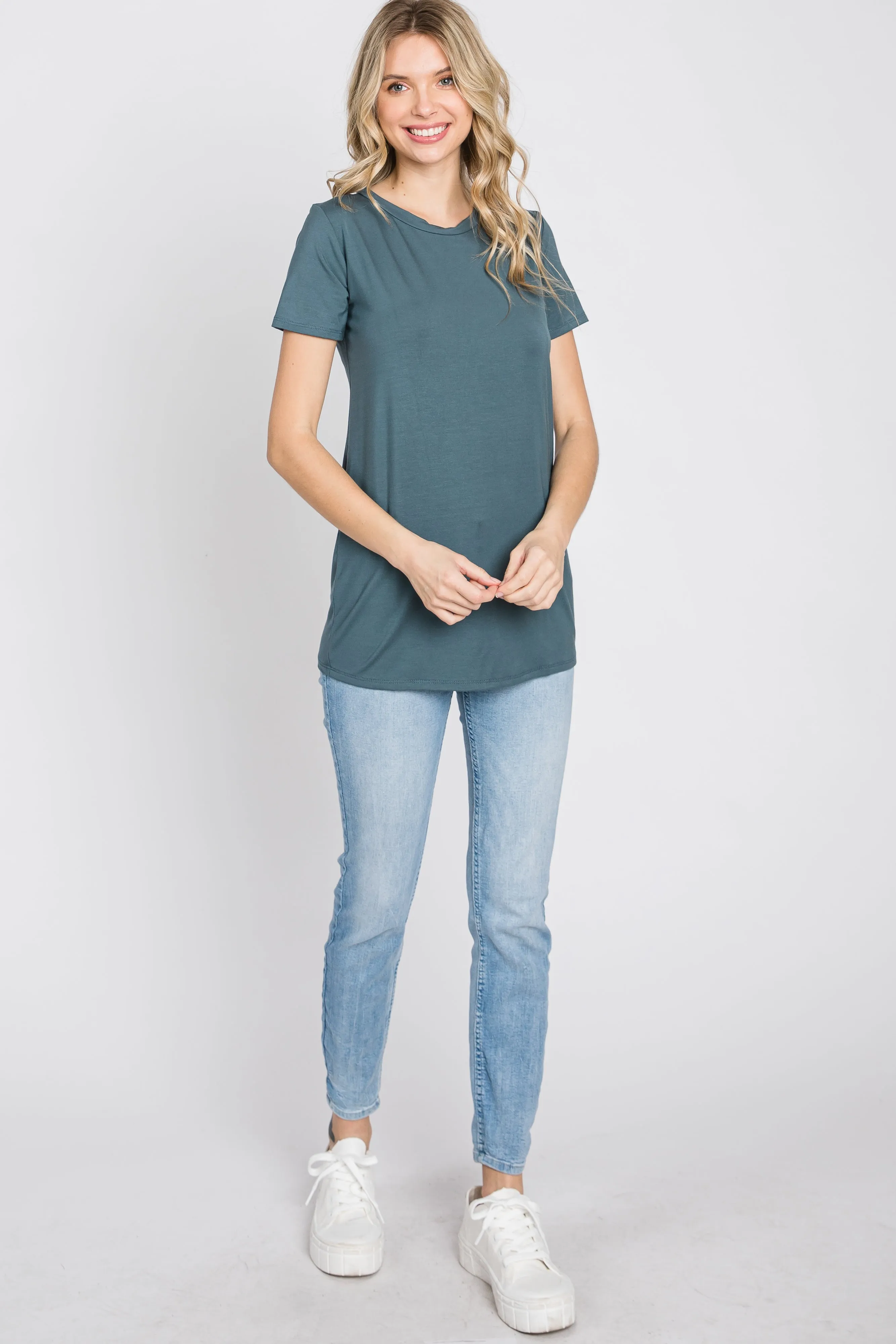 Blue Basic Short Sleeve Top sold by Pinkblush product image thumbnail 2