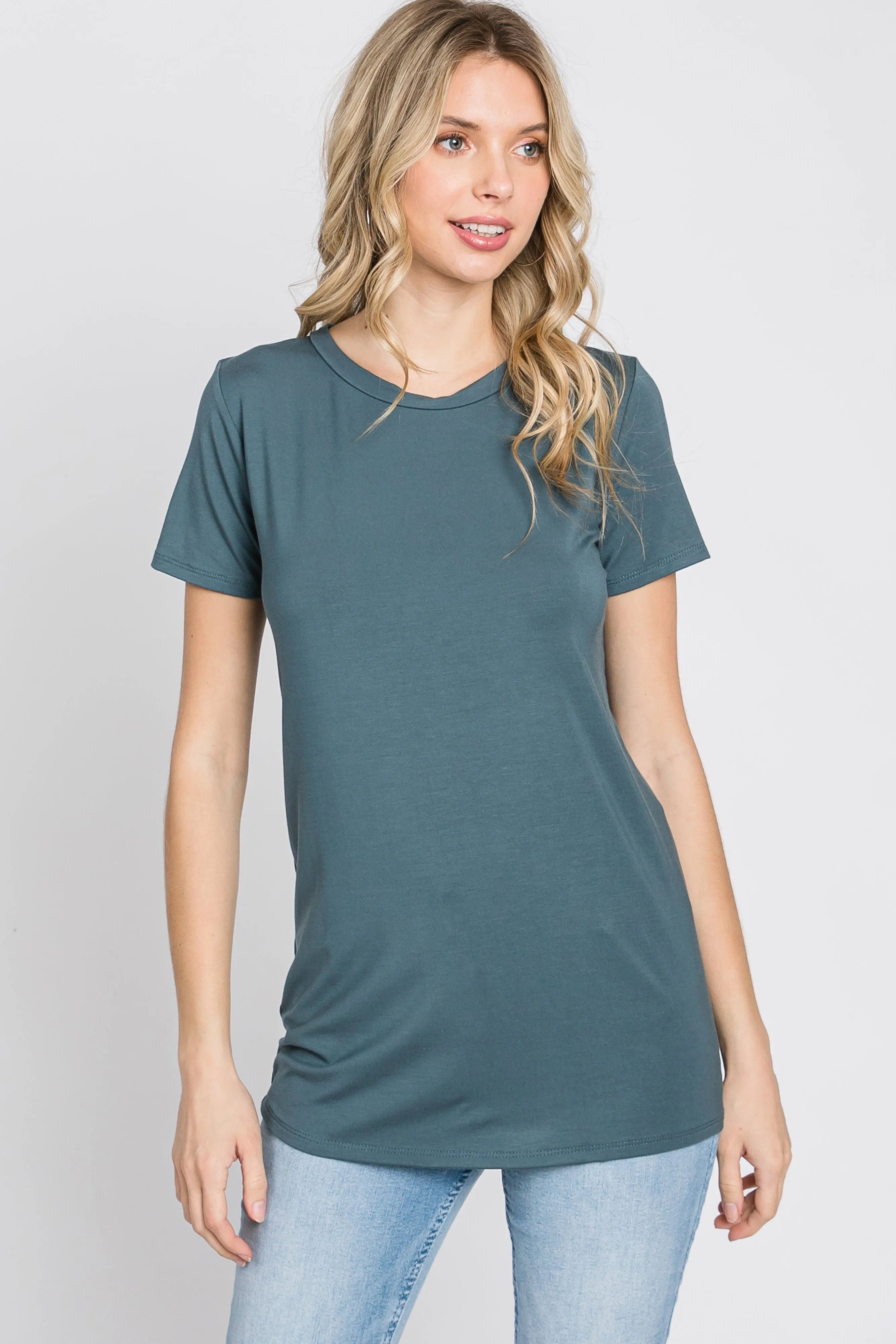 Blue Basic Short Sleeve Top sold by Pinkblush product image thumbnail 4