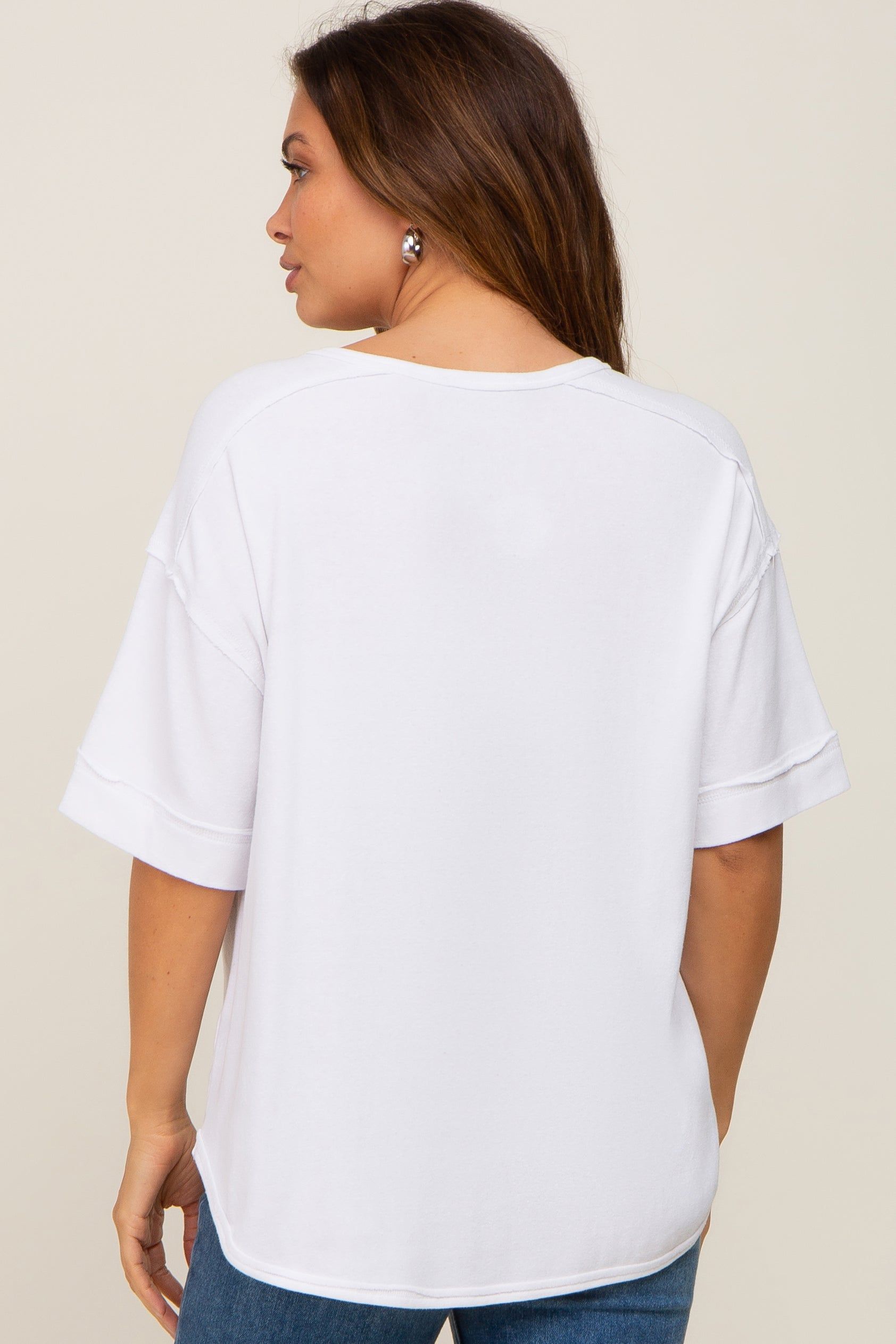 White Oversized Maternity Henley Top sold by Pinkblush product image thumbnail 3
