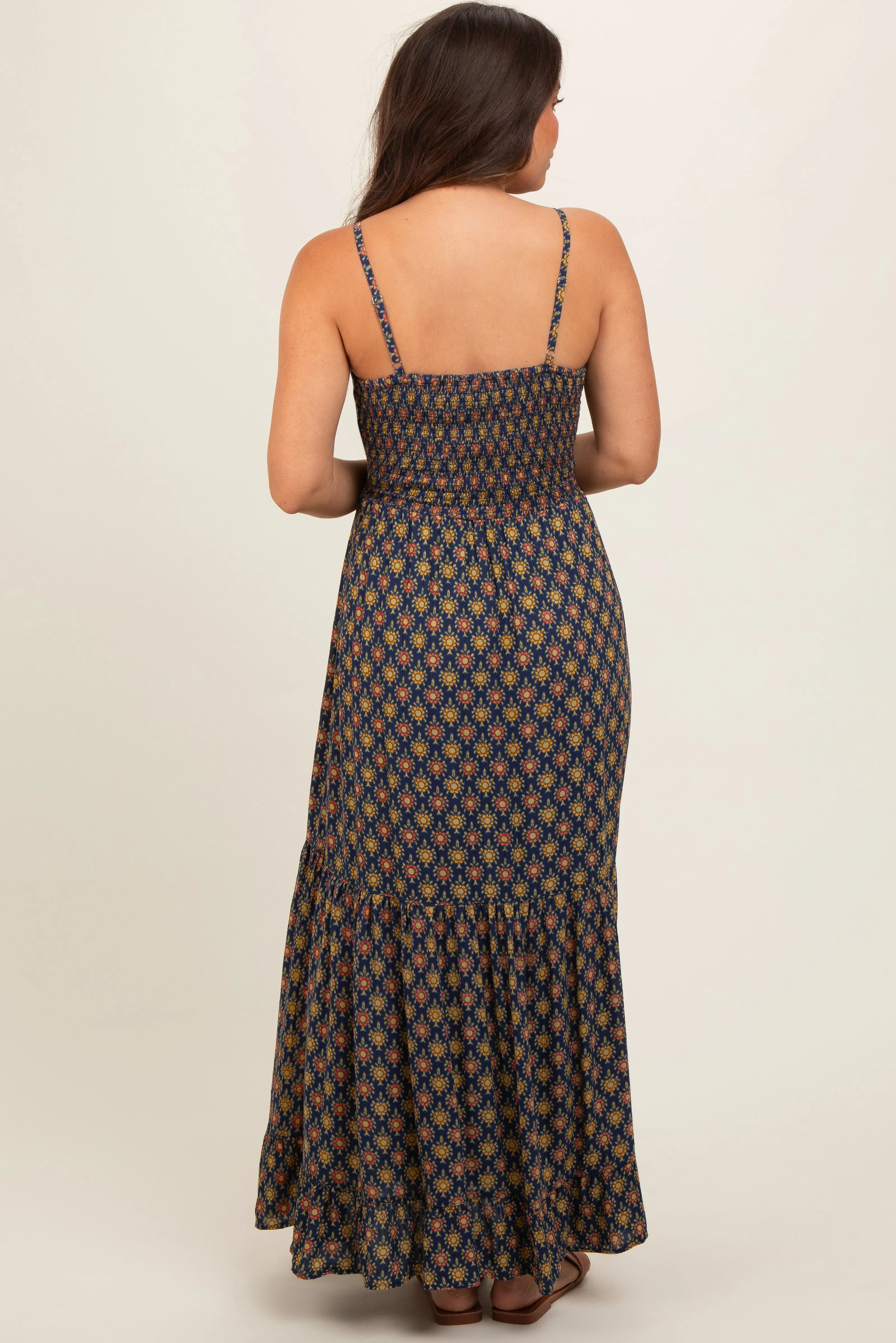 Navy Printed Cutout Maternity Maxi Dress sold by Pinkblush product image thumbnail 3