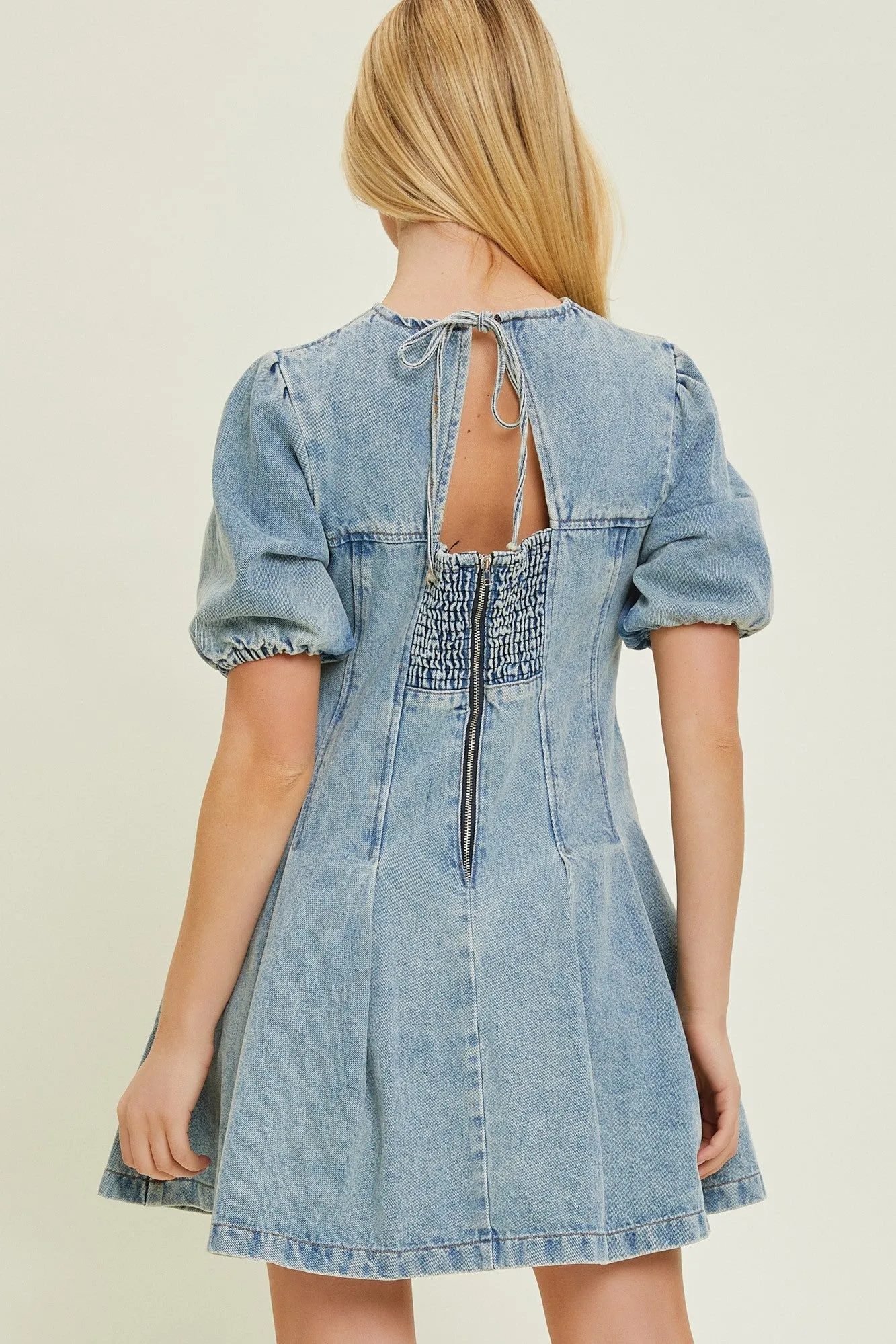 Denim Washed Denim Mini Dress sold by Pinkblush product image thumbnail 4