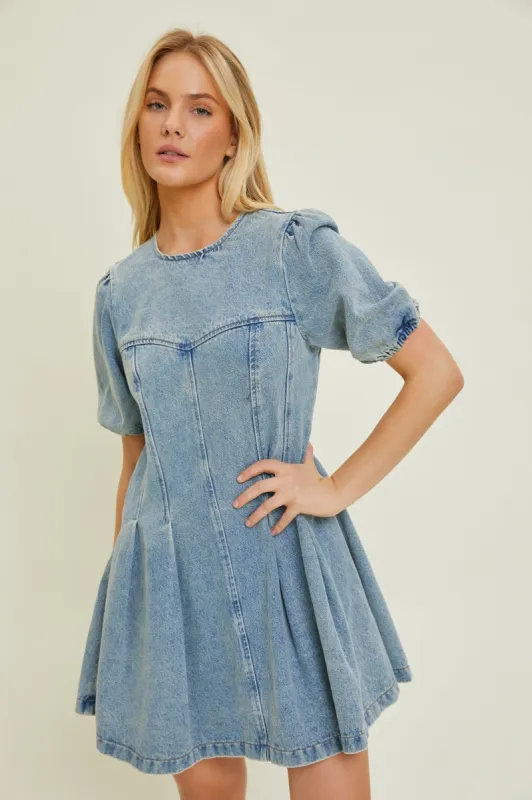 Denim Washed Denim Mini Dress sold by Pinkblush