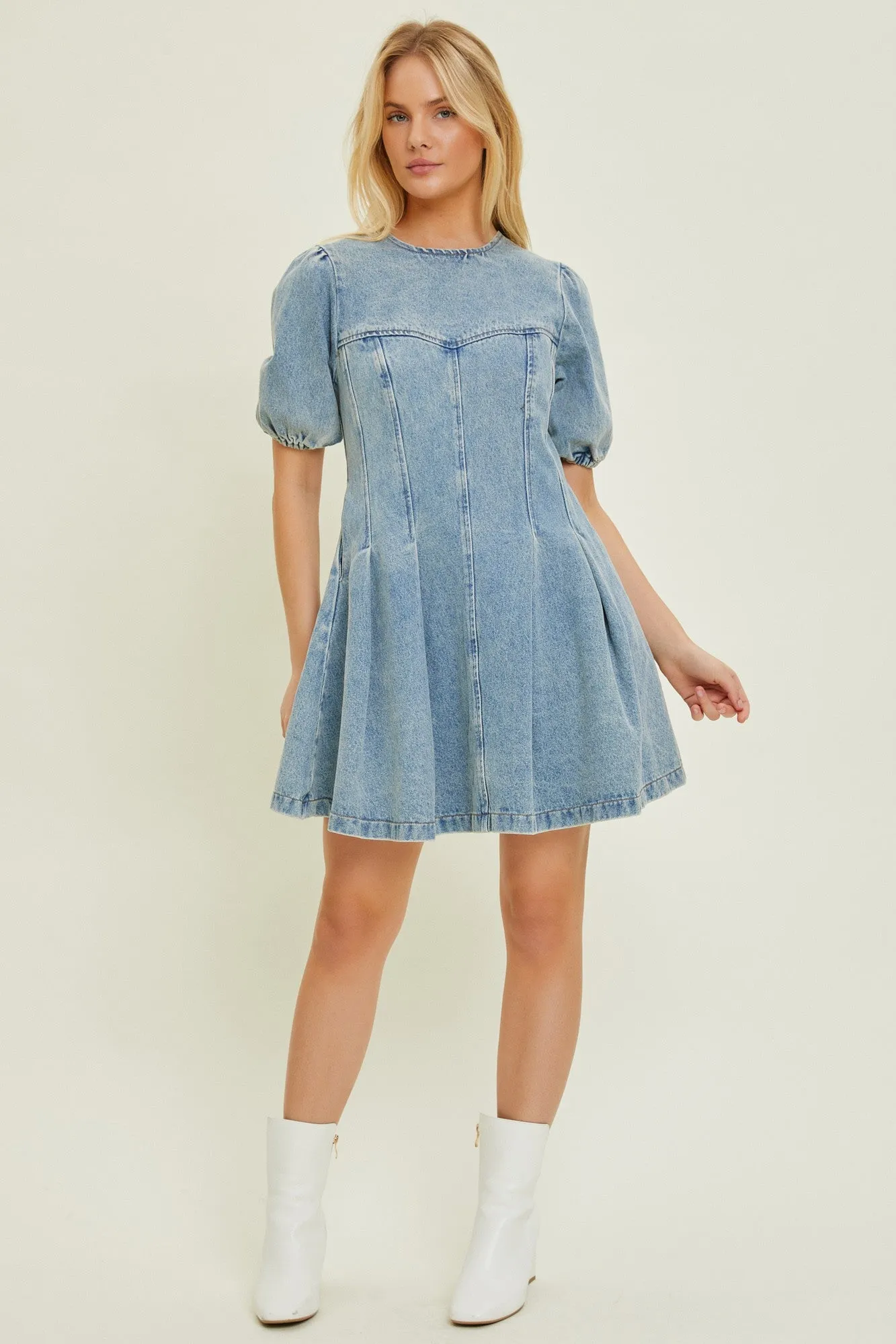 Denim Washed Denim Mini Dress sold by Pinkblush product image thumbnail 2