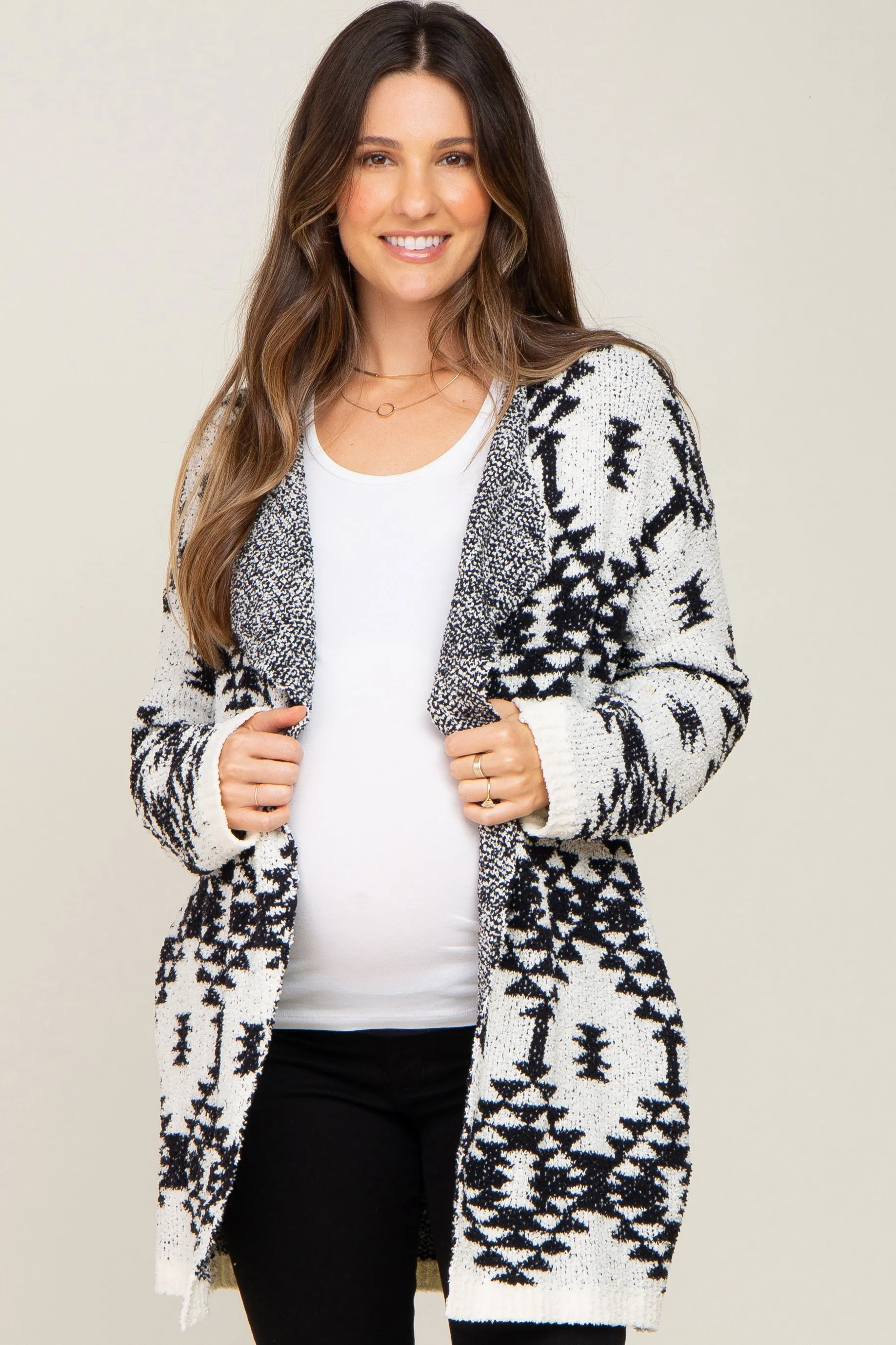 Cream Printed Chenille Knit Maternity Cardigan sold by Pinkblush product image thumbnail 2