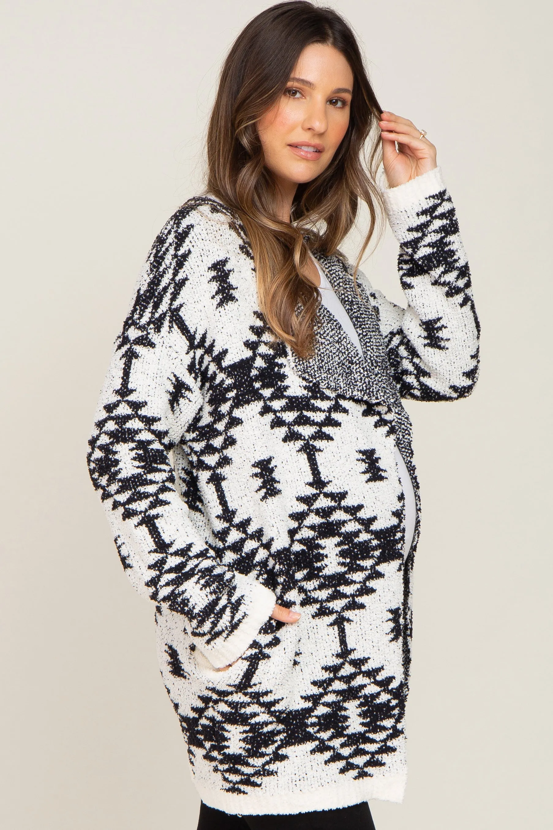 Cream Printed Chenille Knit Maternity Cardigan sold by Pinkblush product image thumbnail 3
