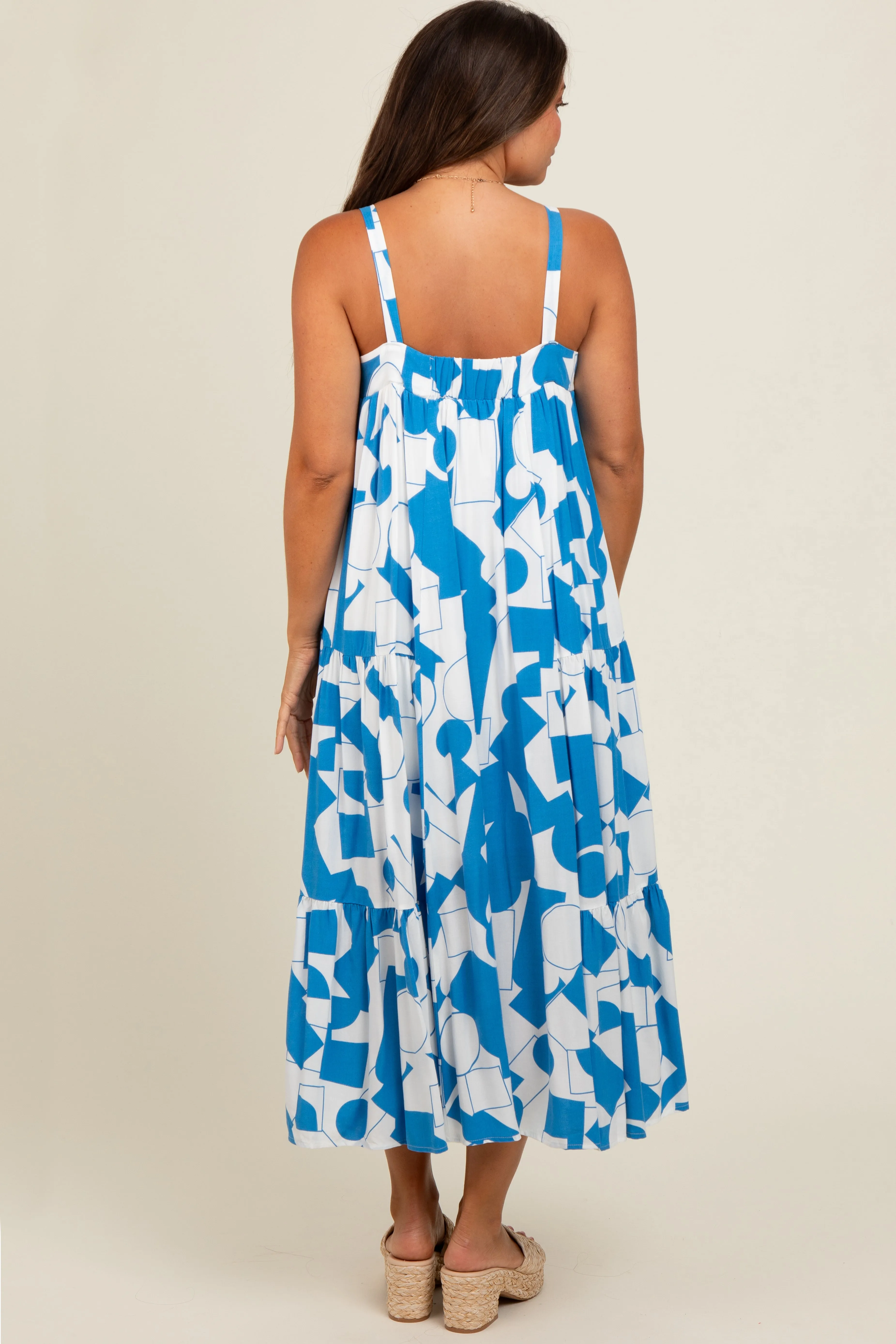 Blue Geometric Print Maternity Midi Dress sold by Pinkblush product image thumbnail 4