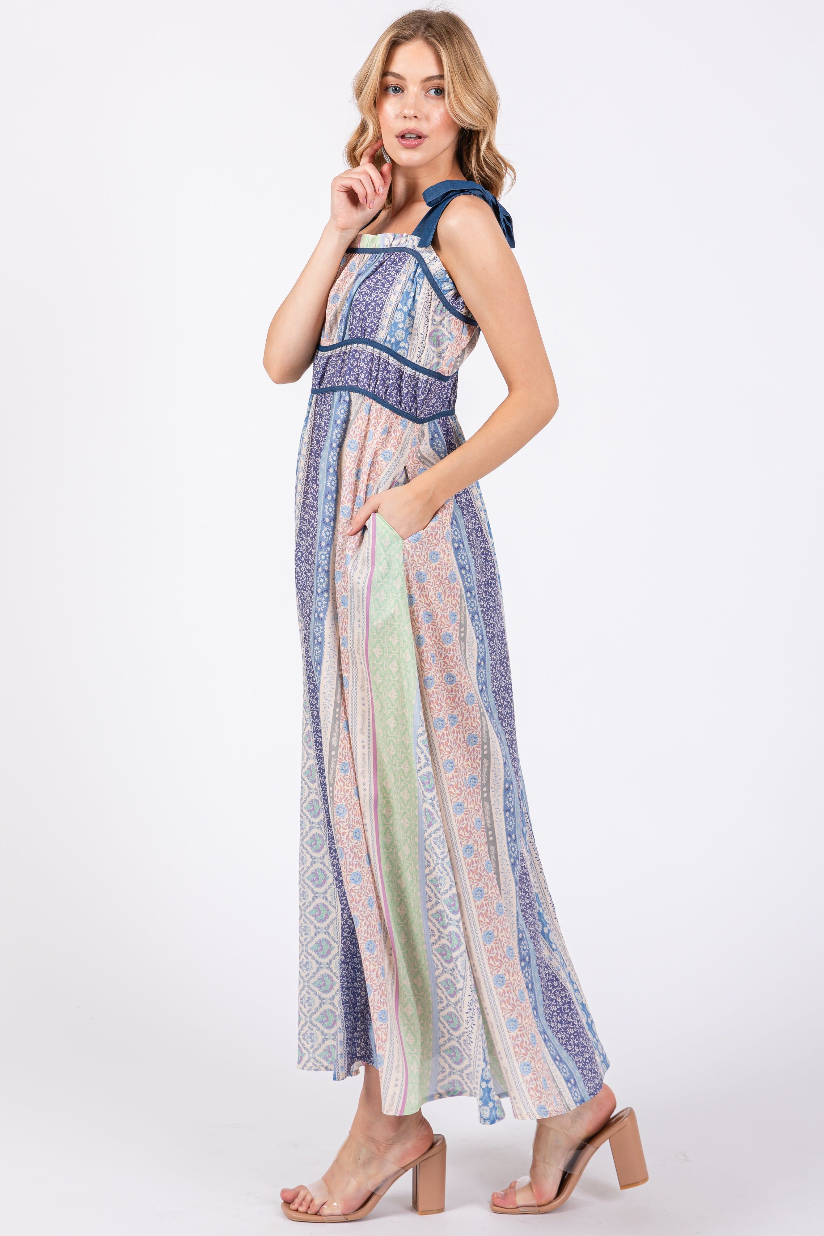 Navy Blue Floral Handkerchief Print Midi Dress sold by Pinkblush product image thumbnail 2