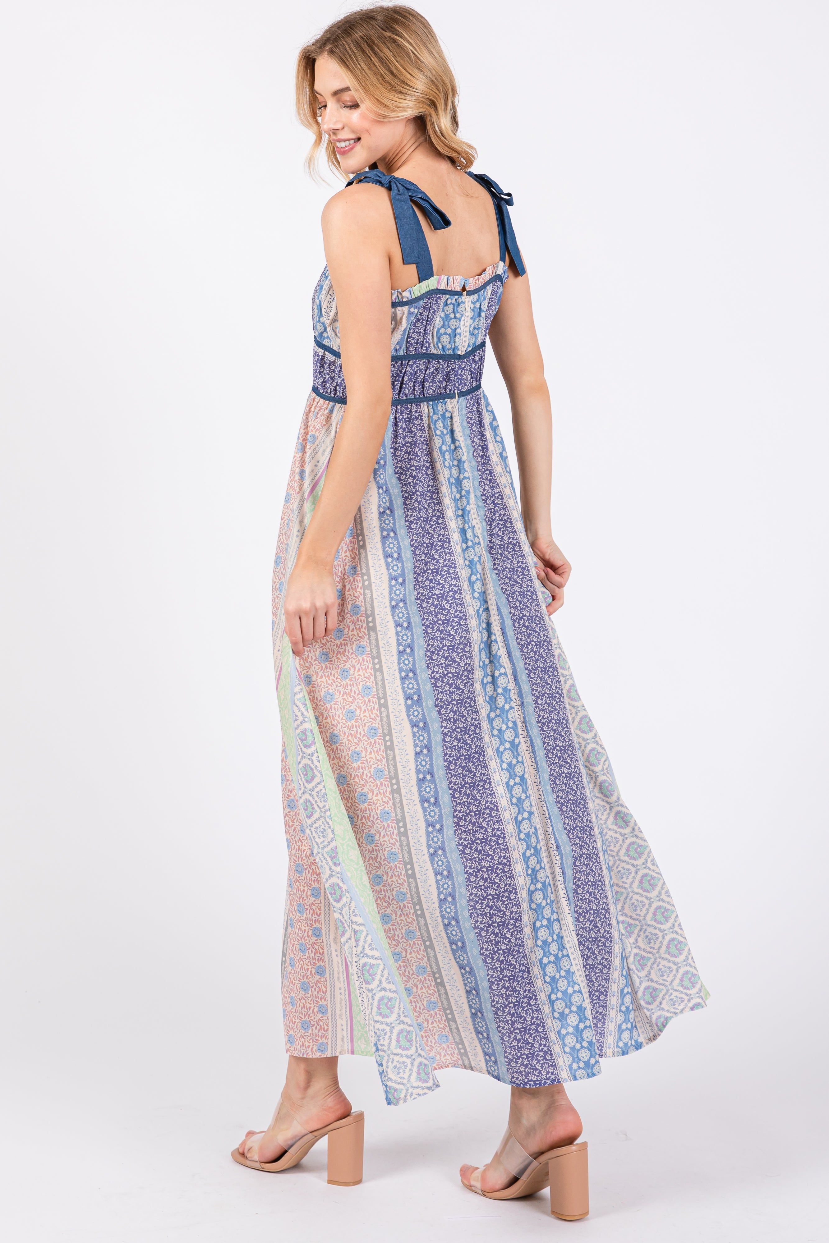 Navy Blue Floral Handkerchief Print Midi Dress sold by Pinkblush product image thumbnail 3