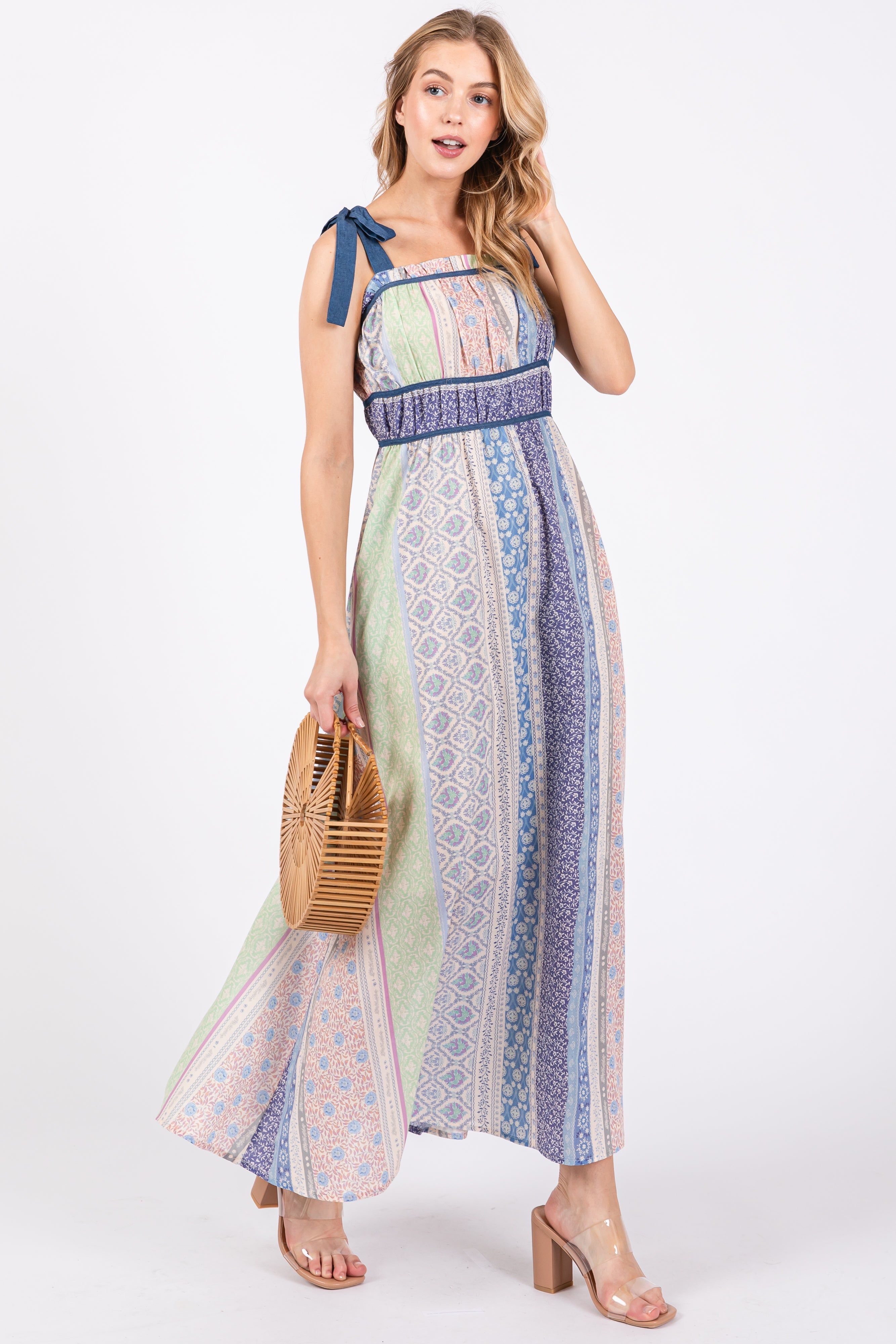 Navy Blue Floral Handkerchief Print Midi Dress sold by Pinkblush product image thumbnail 4