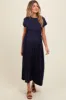 Navy Ruffle Trim Maternity Maxi Dress sold by Pinkblush
