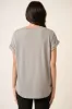 Grey Rolled Cuff Short Sleeve Top sold by Pinkblush