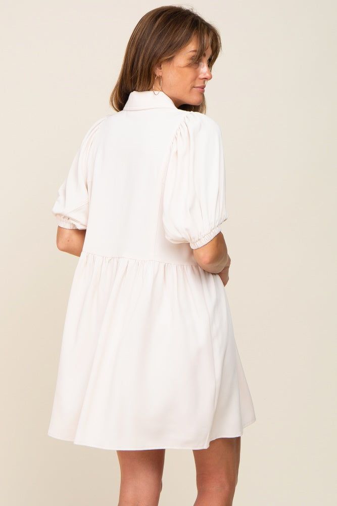 Cream Button Down Mini Dress sold by Pinkblush product image thumbnail 3