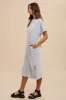 Grey Ribbed Short Dolman Sleeve Side Slit Midi Dress sold by Pinkblush