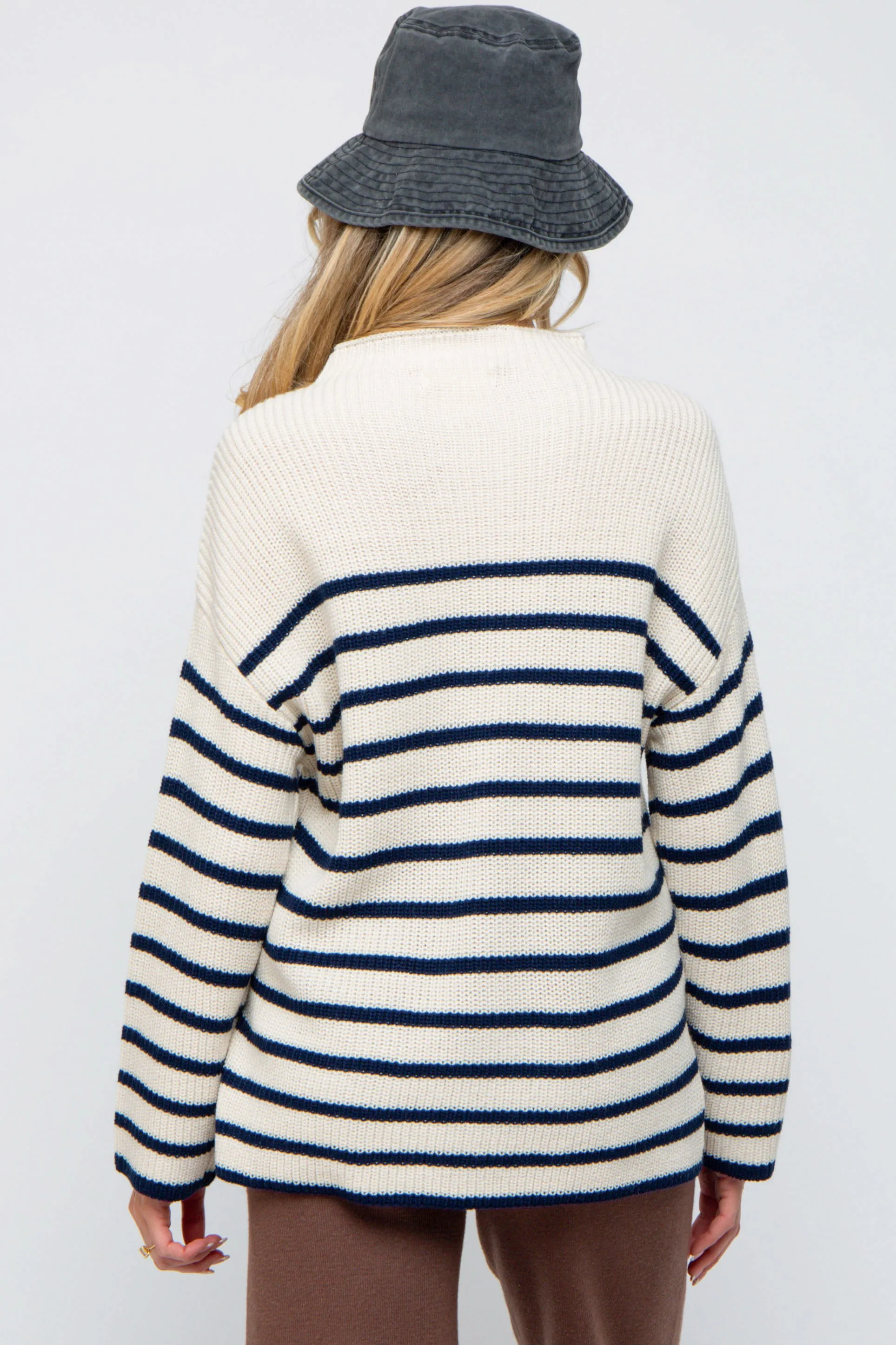 Cream Striped Mock Neck Maternity Sweater sold by Pinkblush product image thumbnail 5