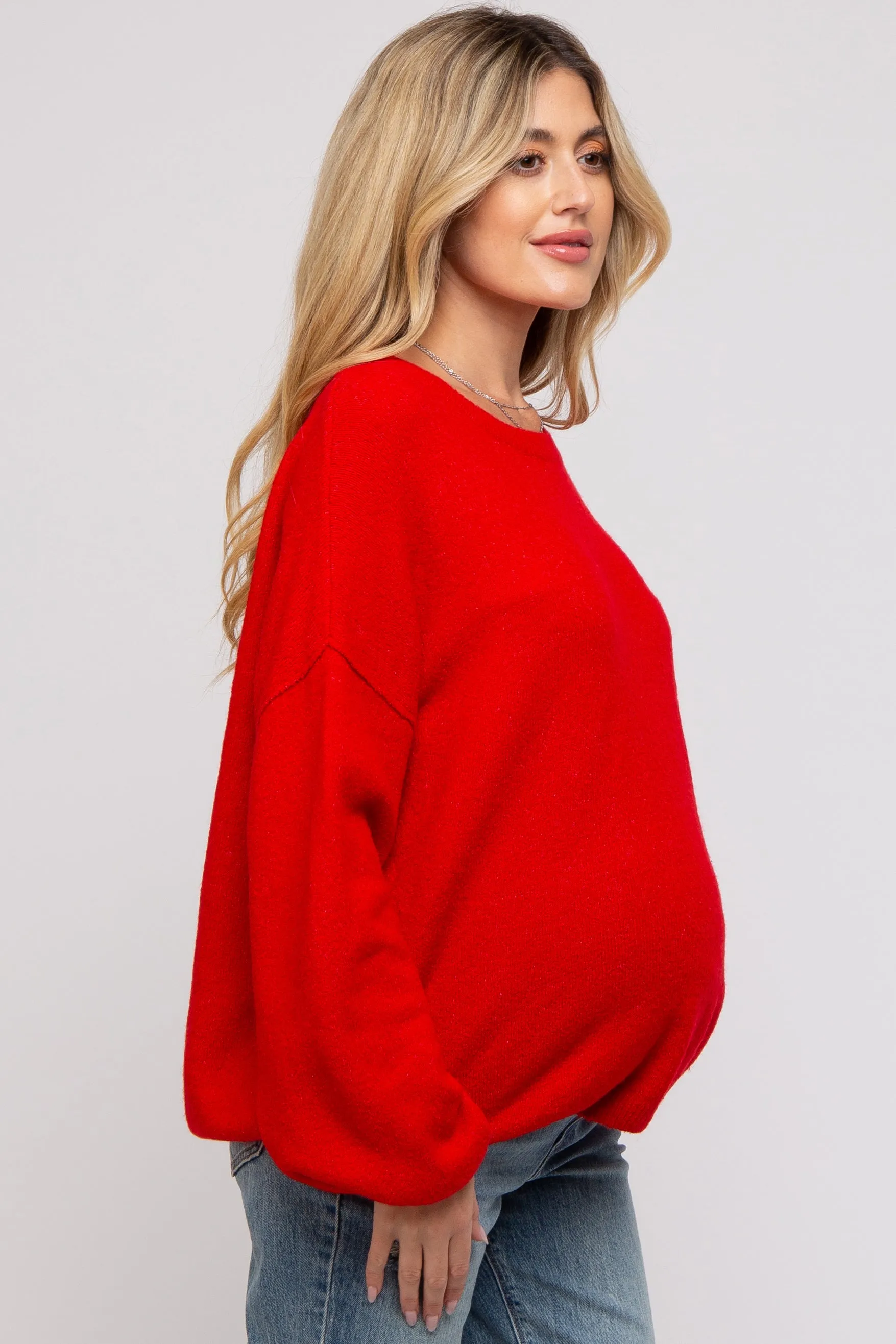 Red Basic Drop Shoulder Maternity Sweater sold by Pinkblush product image thumbnail 2