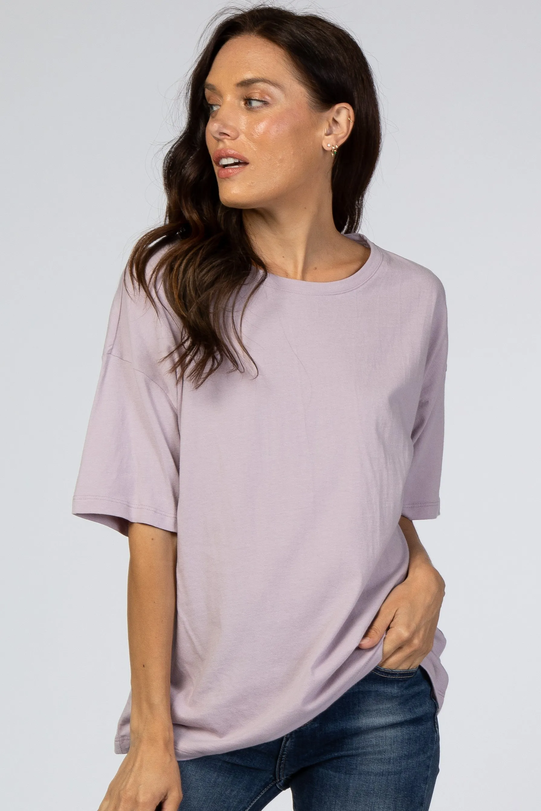 Lavender Basic Short Sleeve Maternity Tee sold by Pinkblush product image thumbnail 5