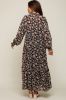 Black Floral Chiffon Ruffle Trim Button Front Long Sleeve Maternity Midi Dress sold by Pinkblush