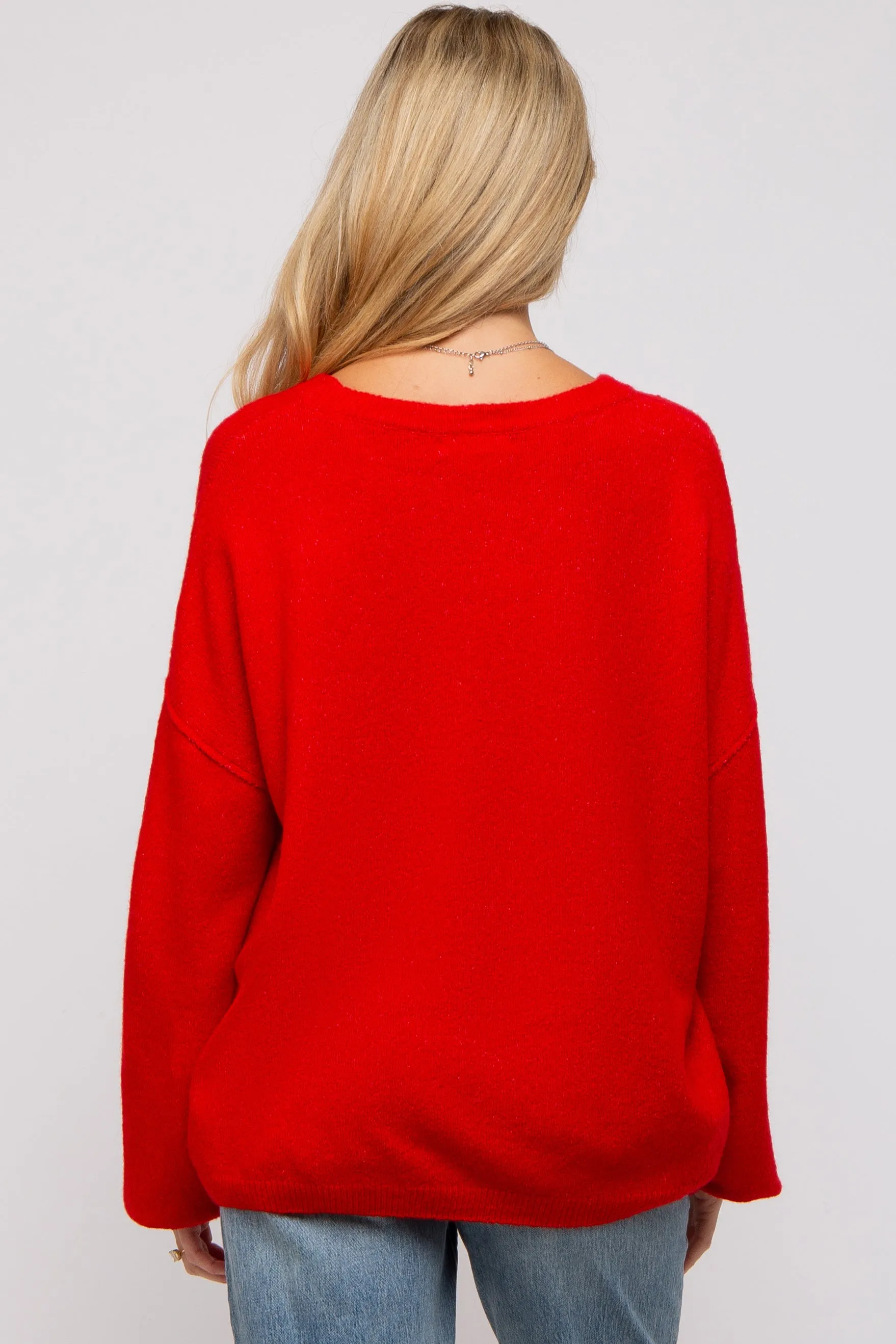 Red Basic Drop Shoulder Maternity Sweater sold by Pinkblush product image thumbnail 3