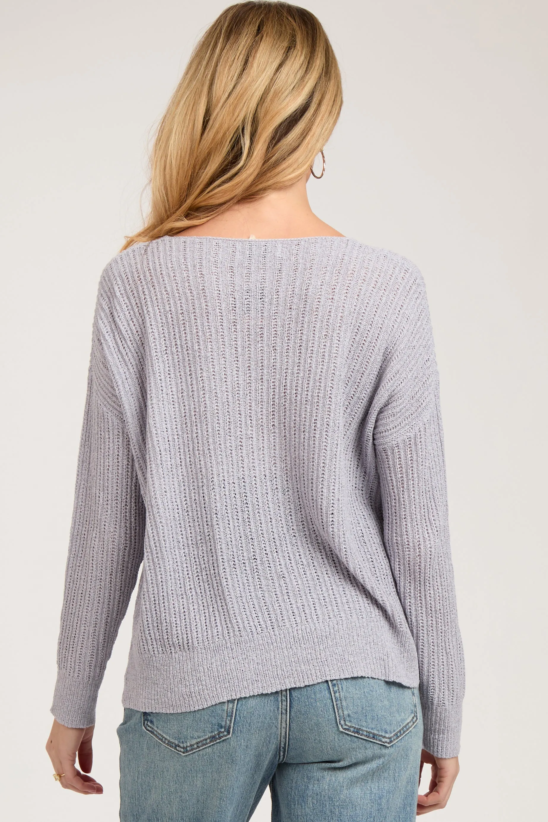 Periwinkle Knit V-Neck Maternity Long Sleeve Top sold by Pinkblush product image thumbnail 4