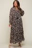 Black Floral Chiffon Ruffle Trim Button Front Long Sleeve Maternity Midi Dress sold by Pinkblush