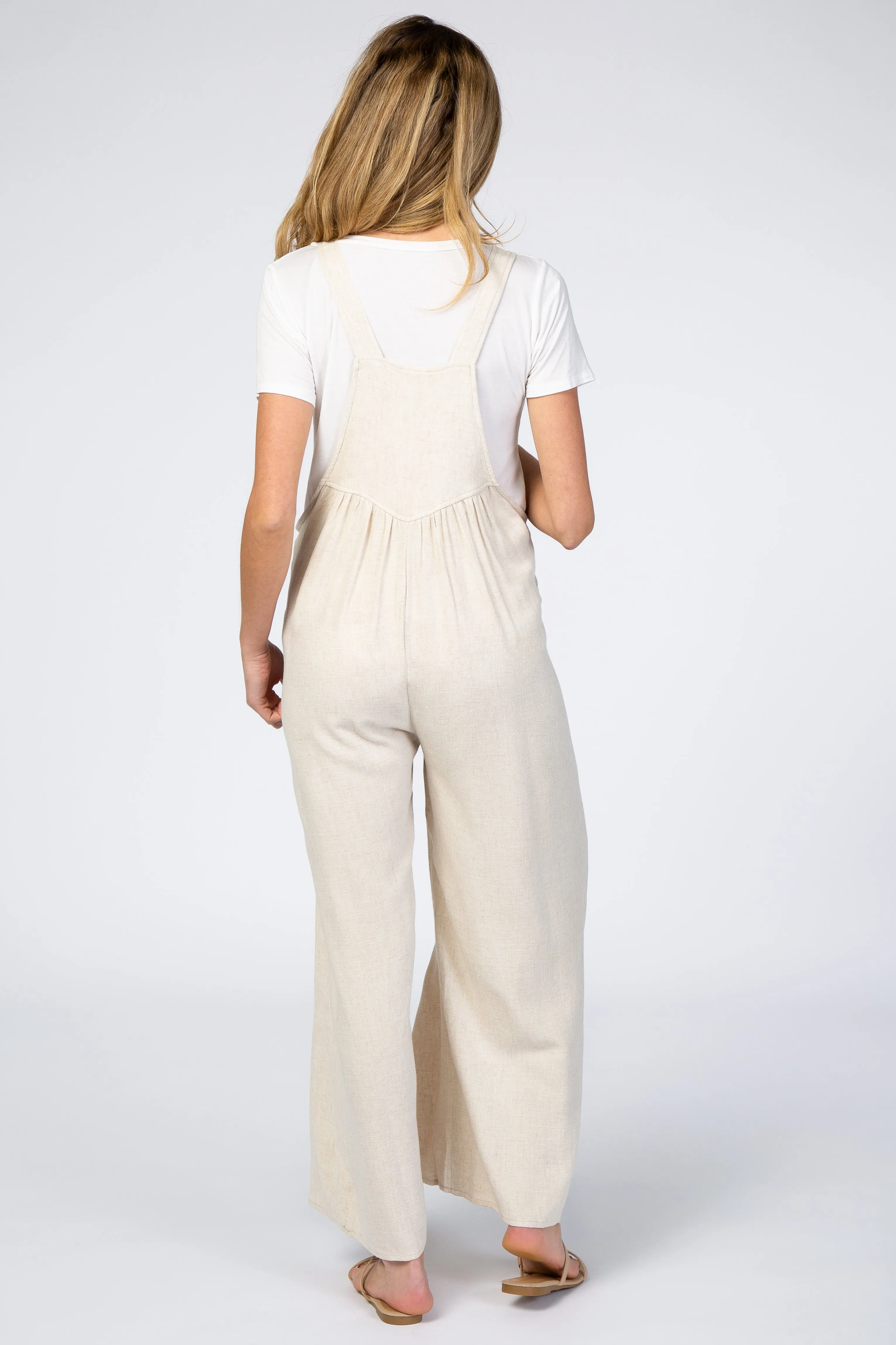 Beige Linen Maternity Overalls sold by Pinkblush product image thumbnail 3