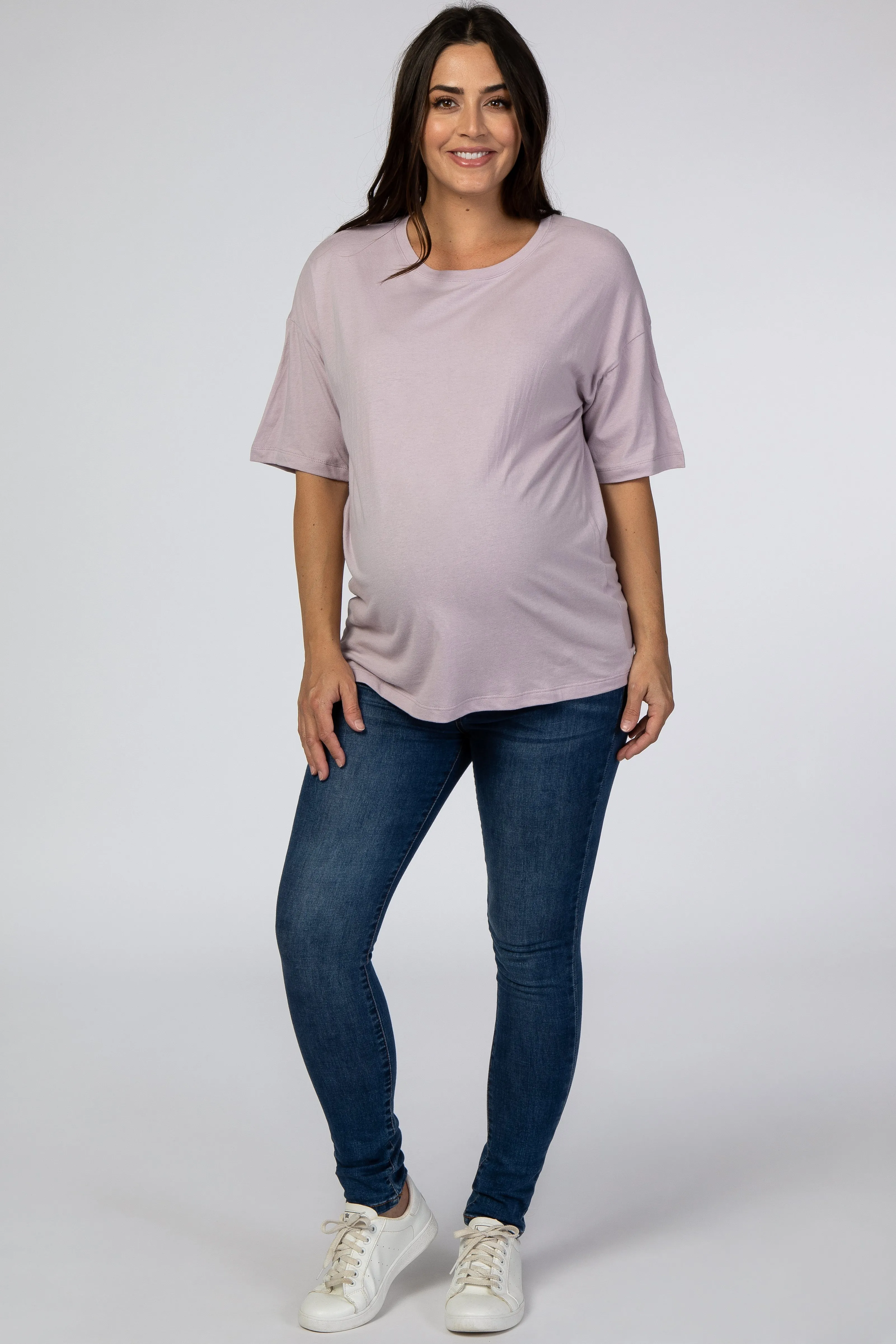 Lavender Basic Short Sleeve Maternity Tee sold by Pinkblush product image thumbnail 4