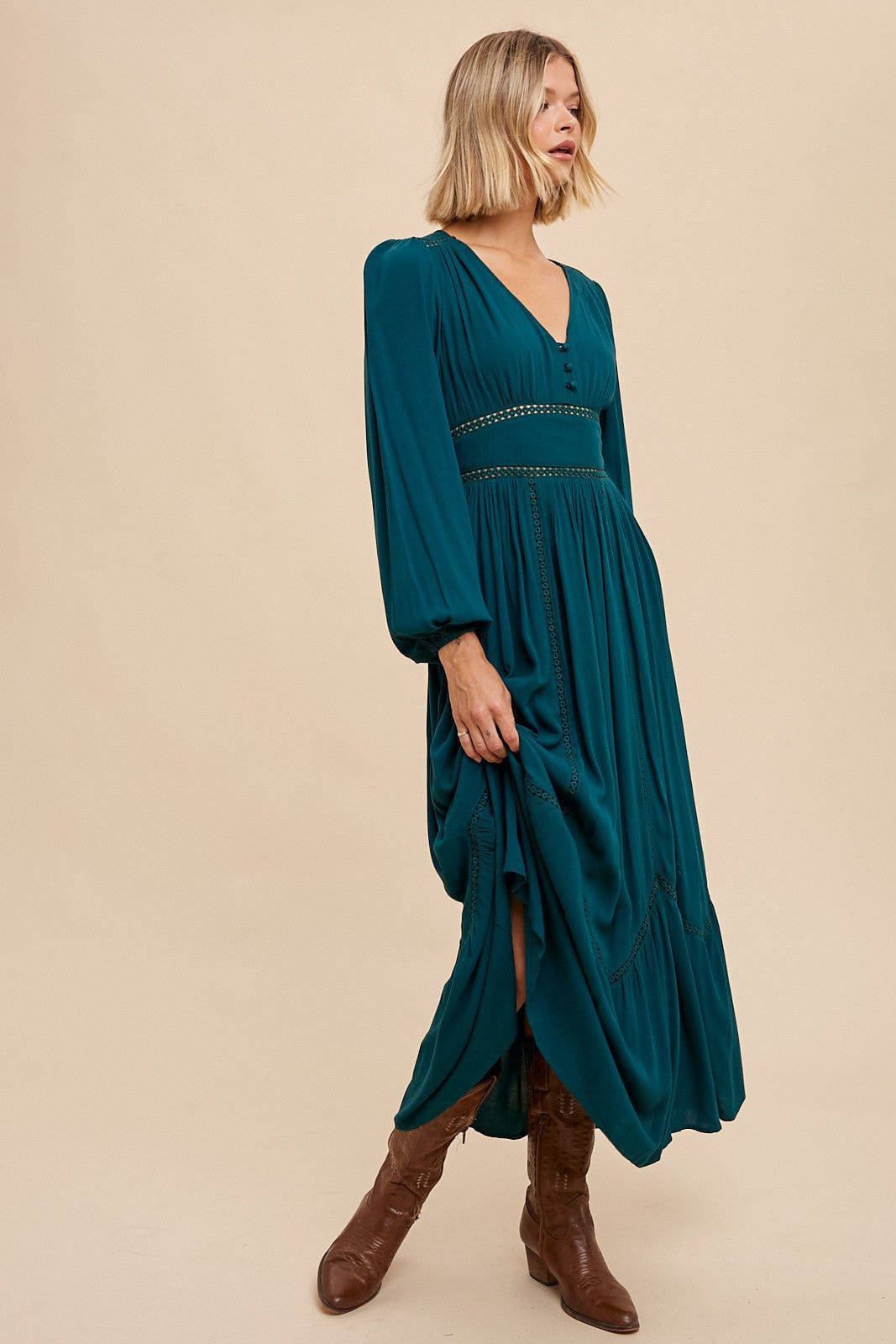 Emerald Lace Inset Maxi Dress sold by Pinkblush product image thumbnail 3