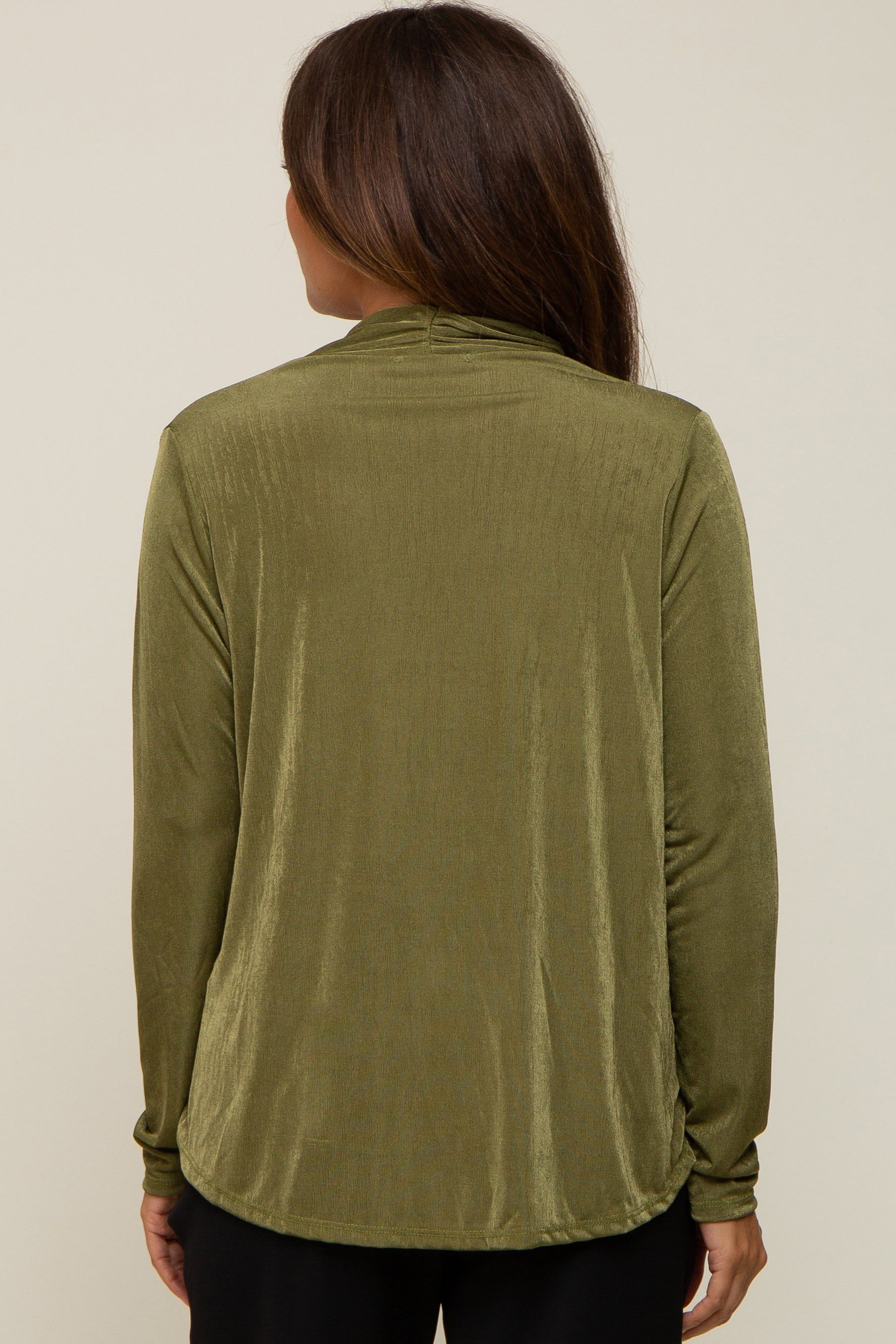 Olive Draped Wrap Maternity Knit Blouse sold by Pinkblush product image thumbnail 2
