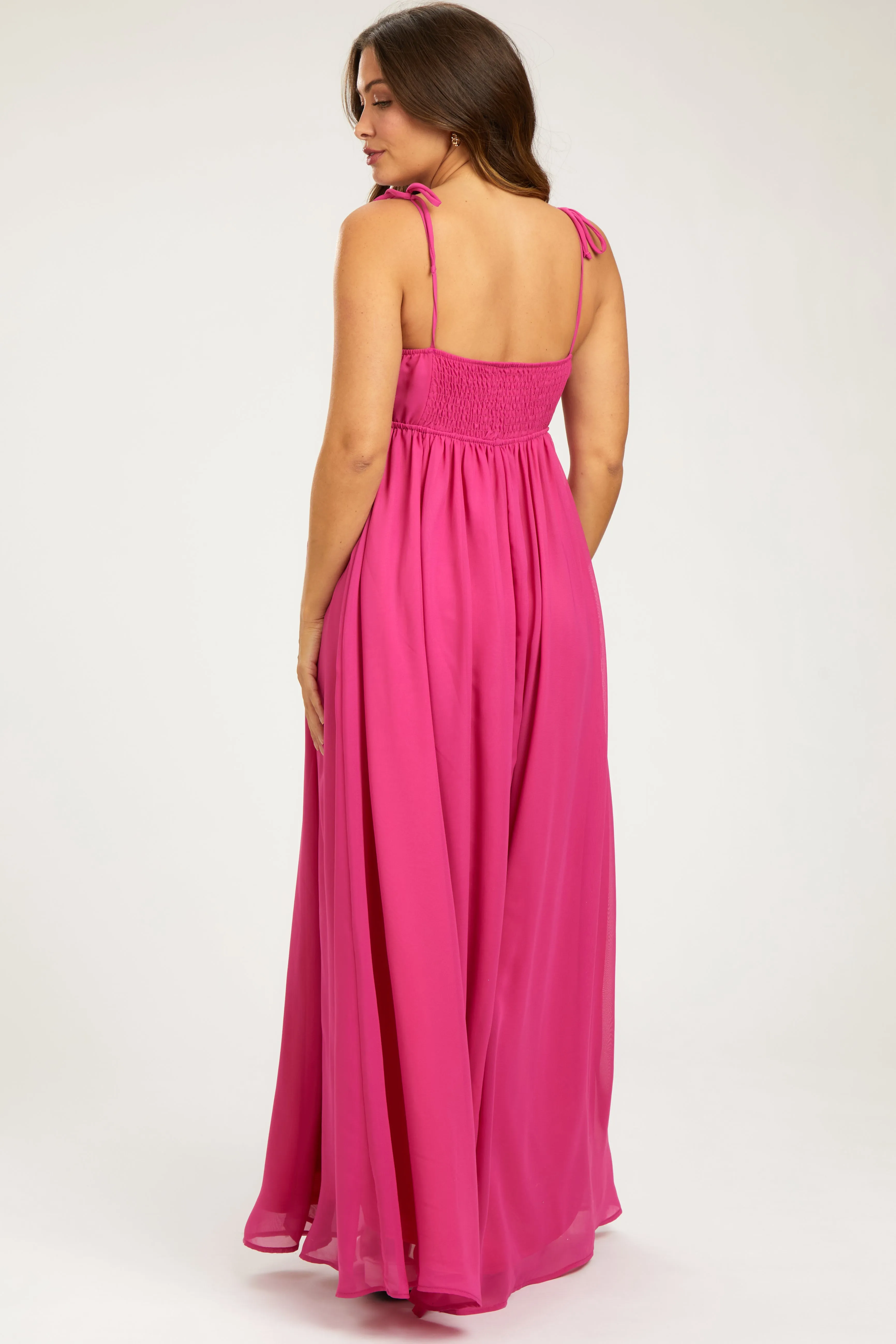 Fuchsia Chiffon Sleeveless Cutout Front Maternity Maxi Dress sold by Pinkblush product image thumbnail 3