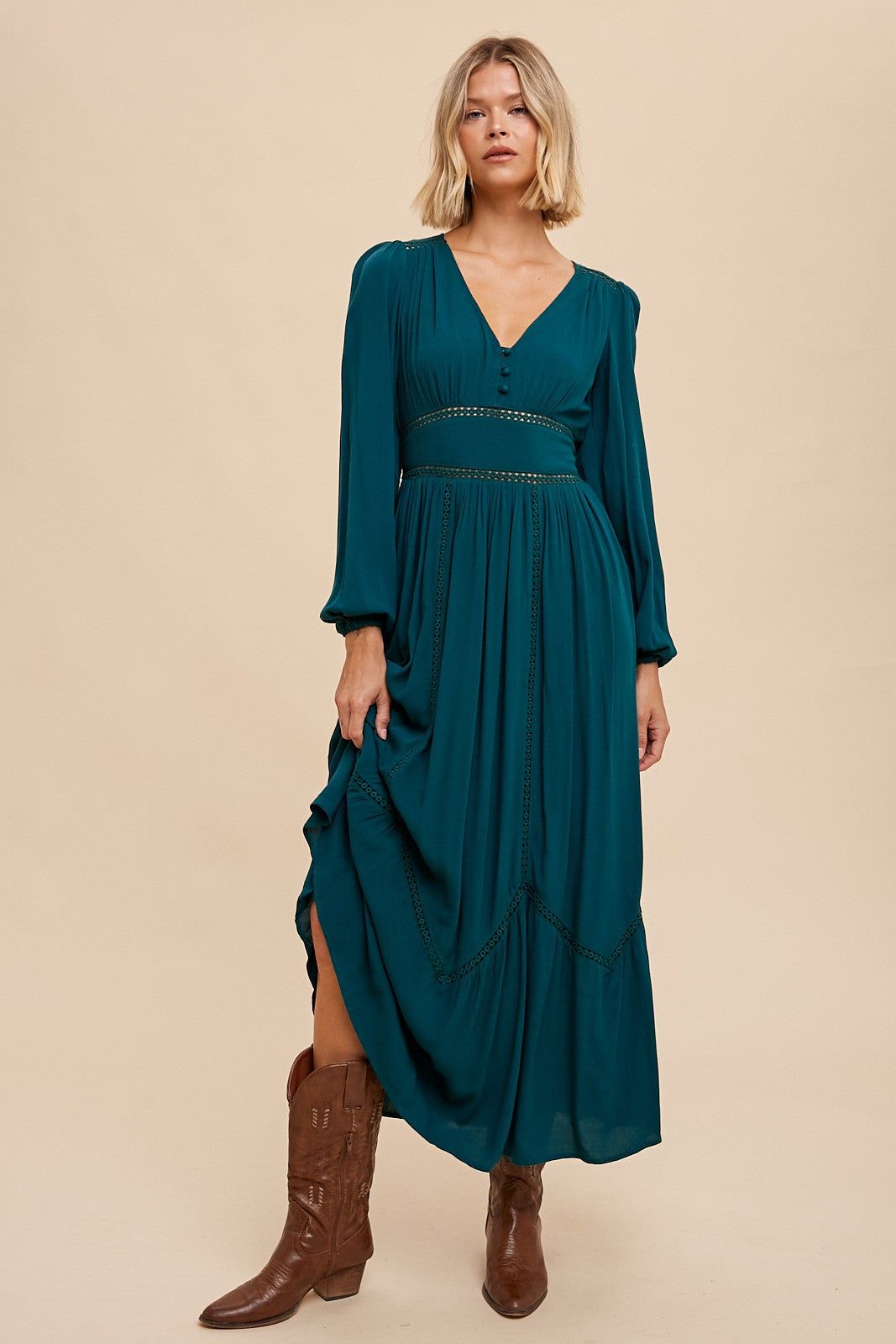 Emerald Lace Inset Maxi Dress sold by Pinkblush product image thumbnail 2