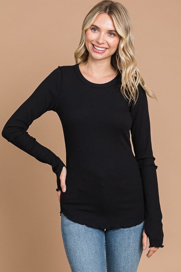 Black Ribbed Maternity Long Sleeve Top sold by Pinkblush product image thumbnail 4