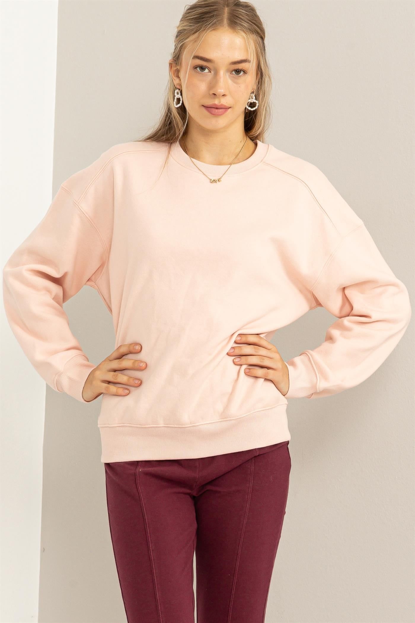 Light Pink Basic Fleece Maternity Sweatshirt sold by Pinkblush product image thumbnail 7
