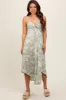 Light Olive Tropical Floral Front Tie Maternity Midi Dress sold by Pinkblush