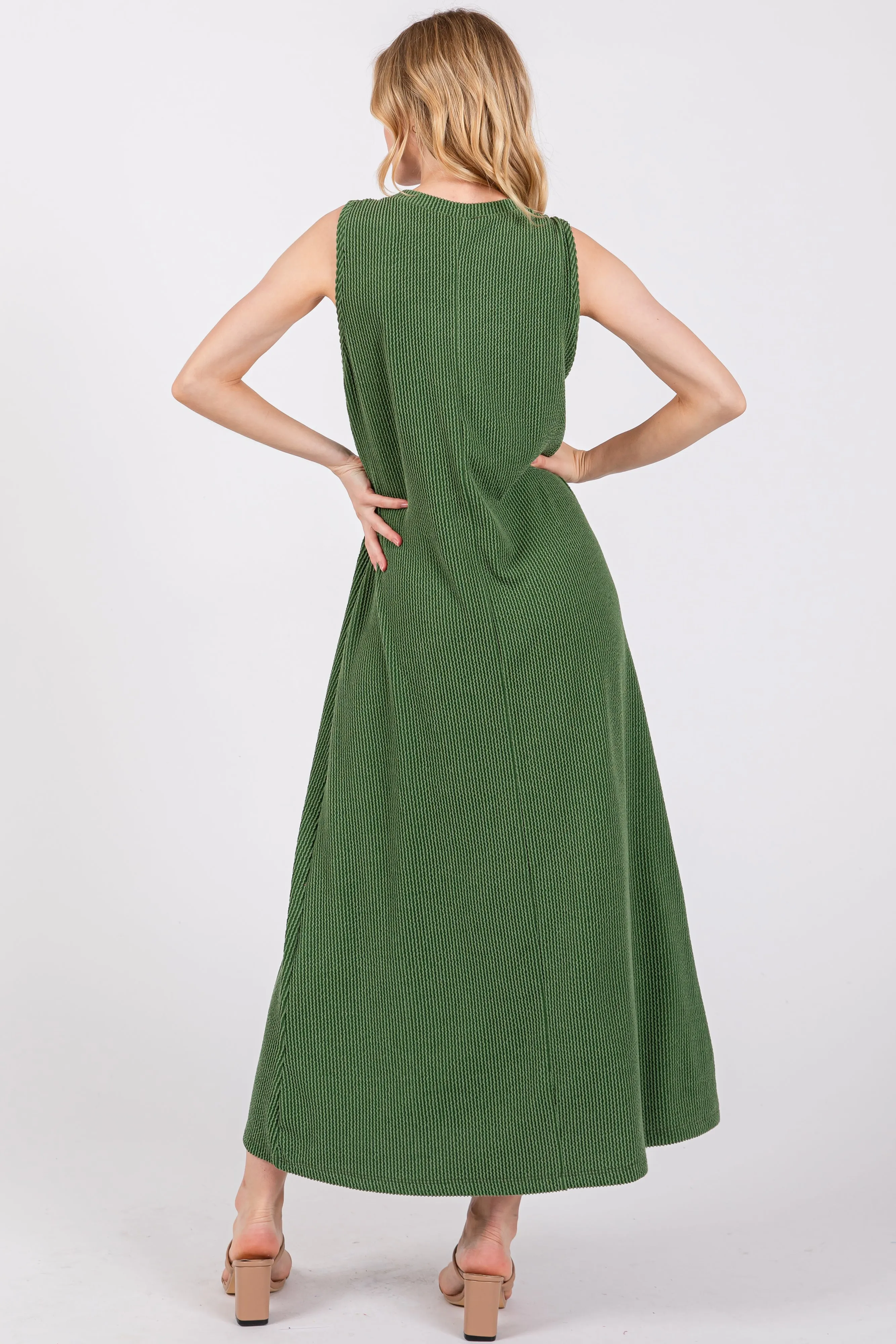 Green Sleeveless Ribbed Maxi Dress sold by Pinkblush product image thumbnail 3