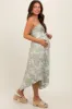 Light Olive Tropical Floral Front Tie Maternity Midi Dress sold by Pinkblush