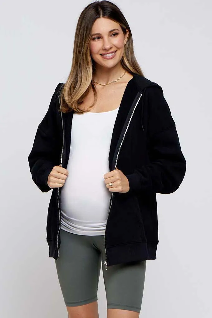 Black Hooded Maternity Jacket sold by Pinkblush