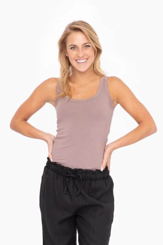Mocha Scoop Neckline Tank Top sold by Pinkblush