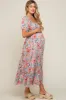 Blue Floral Smocked Square Neck Tiered Maternity Maxi Dress sold by Pinkblush