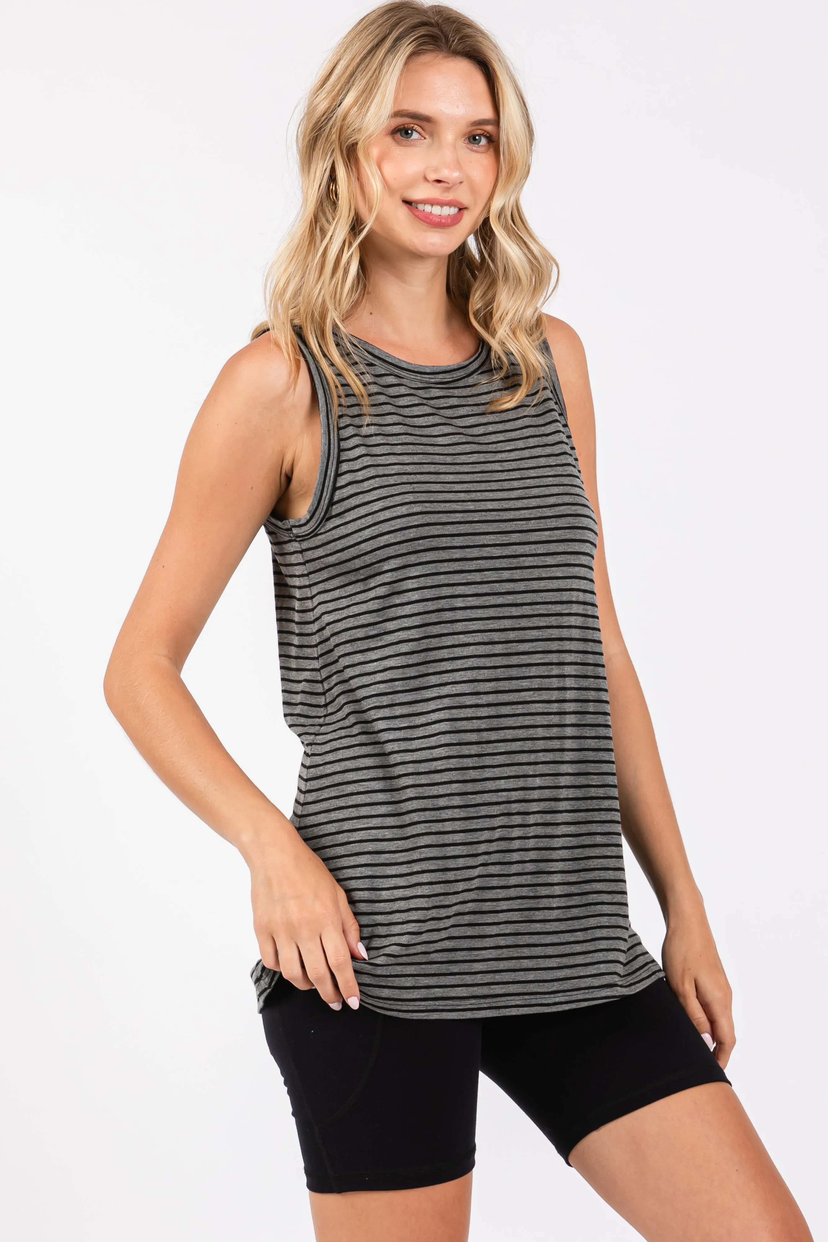 Charcoal Striped Tank Top sold by Pinkblush product image thumbnail 2