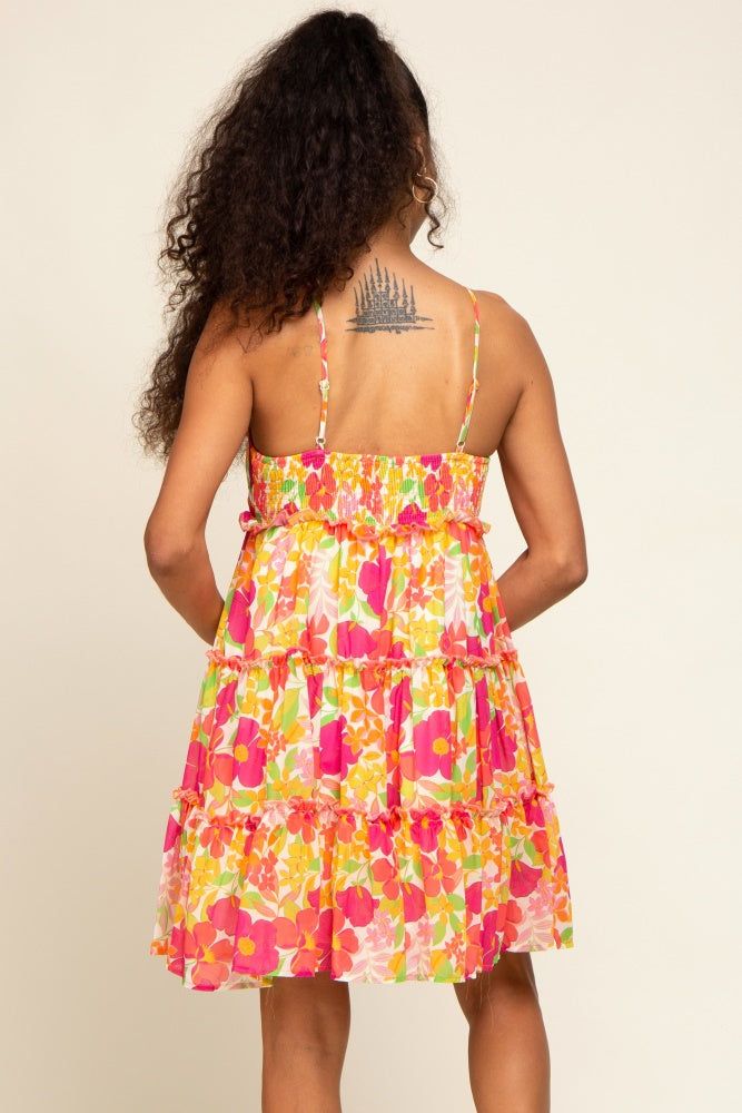 Orange Floral Ruffle Tiered Dress sold by Pinkblush product image thumbnail 3