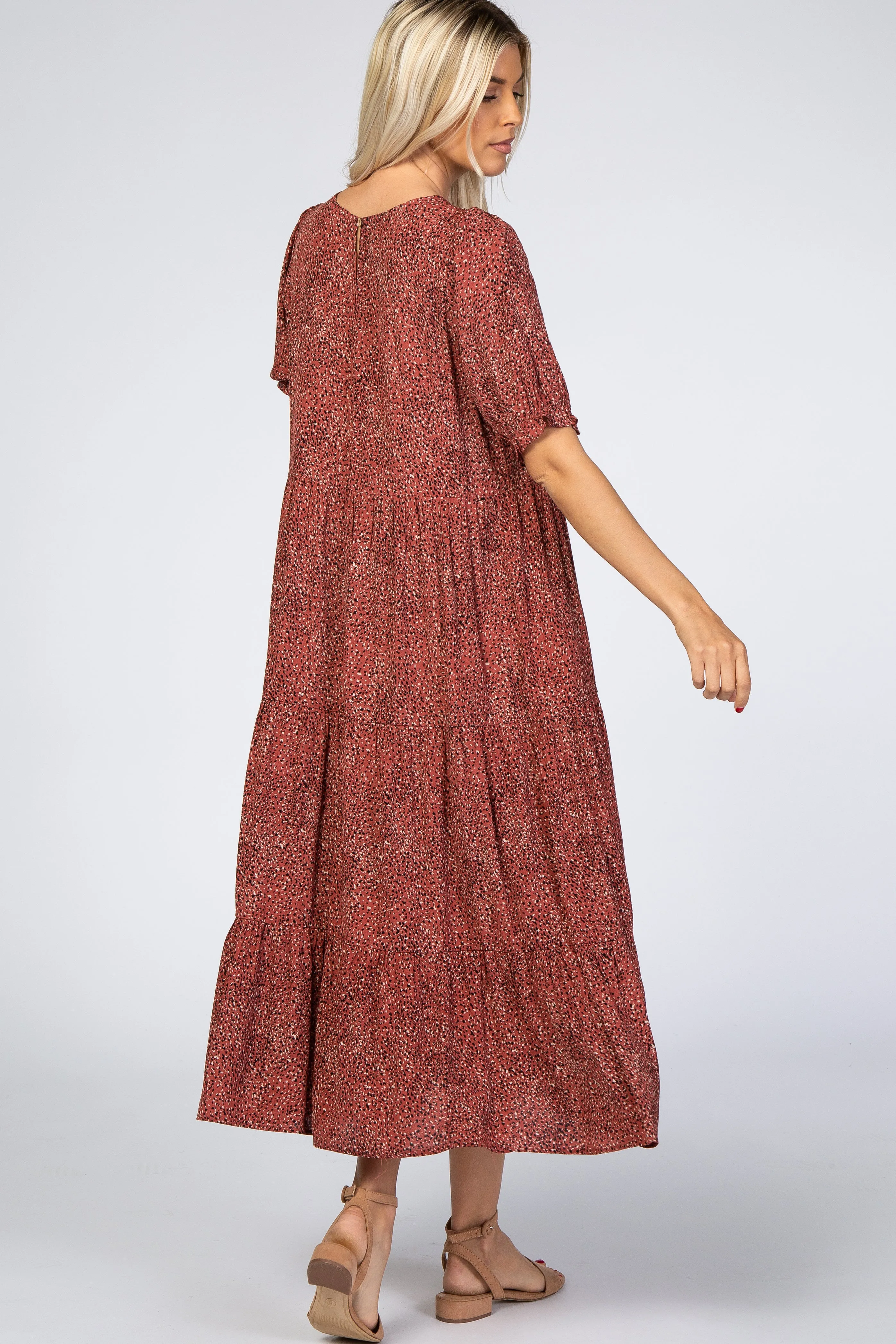 Rust Printed Tiered Midi Dress sold by Pinkblush product image thumbnail 3