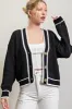 Black Contrast Knit Cardigan sold by Pinkblush