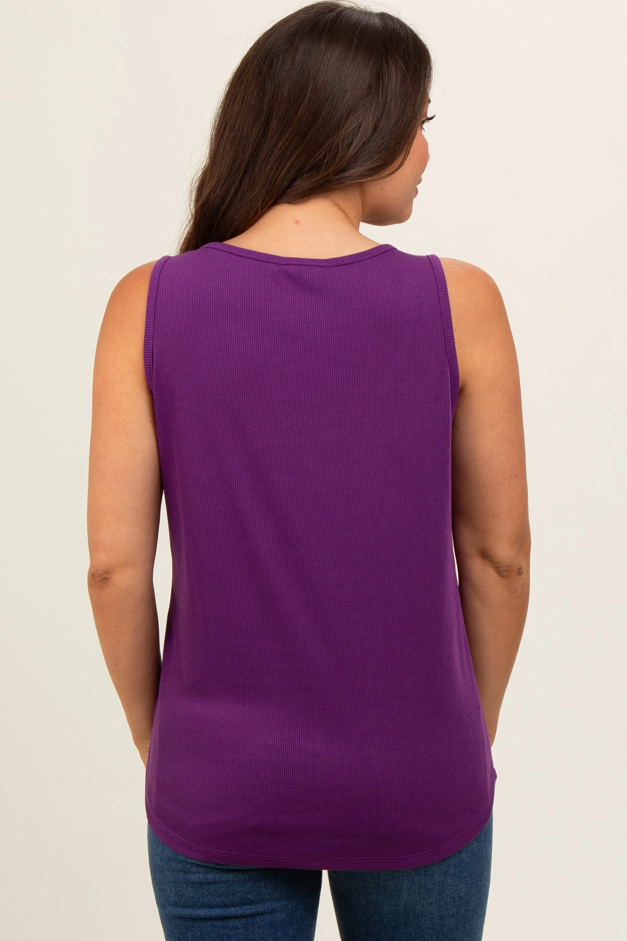 Purple Ribbed Sleeveless Maternity Top sold by Pinkblush product image thumbnail 4