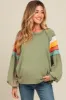 Olive Colorblock Bubble Sleeve Maternity Pullover sold by Pinkblush