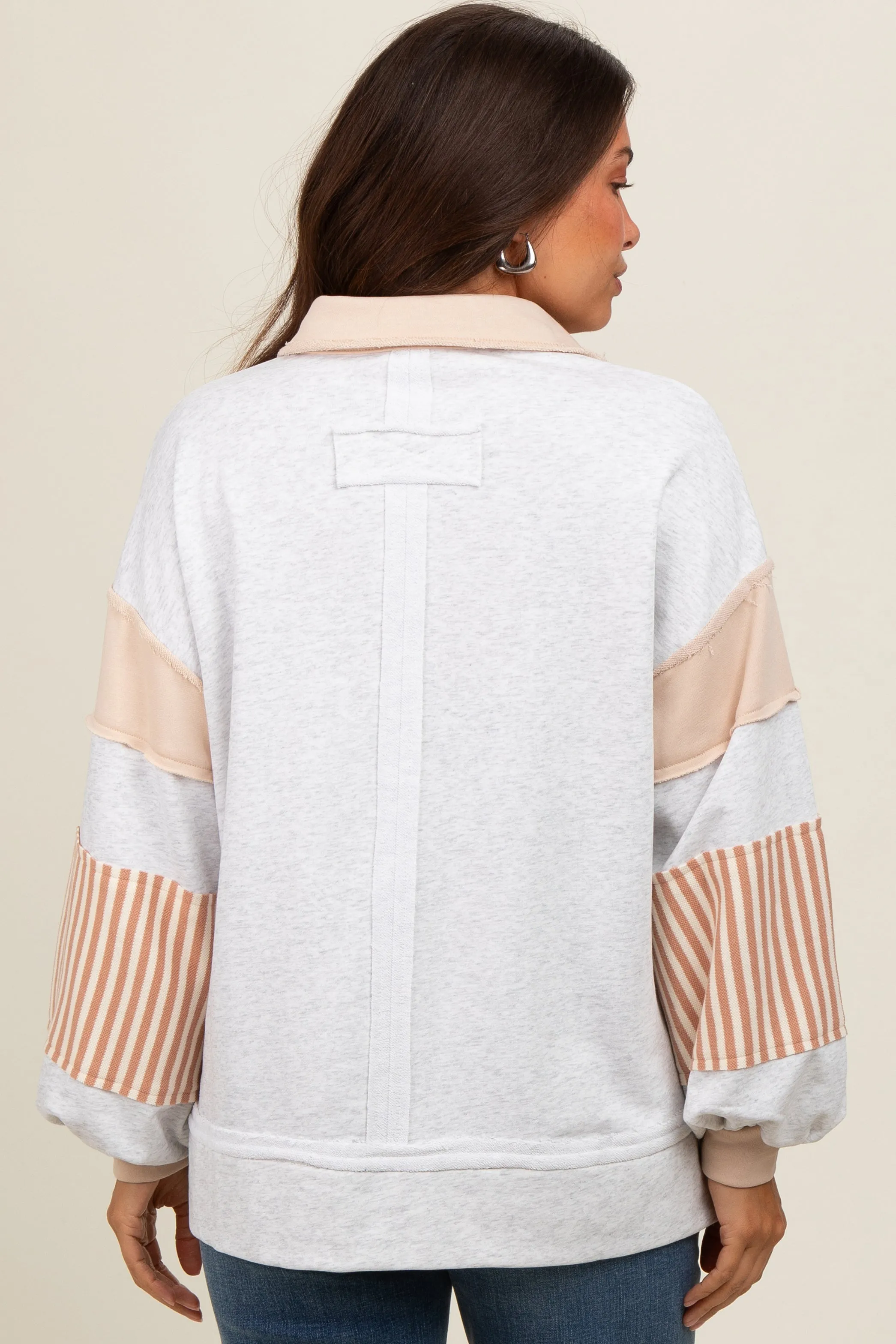 Heather Grey Colorblock Striped Maternity Long Sleeve Top sold by Pinkblush product image thumbnail 3