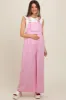 Light Pink Crochet Lace Trim Maternity Overalls sold by Pinkblush
