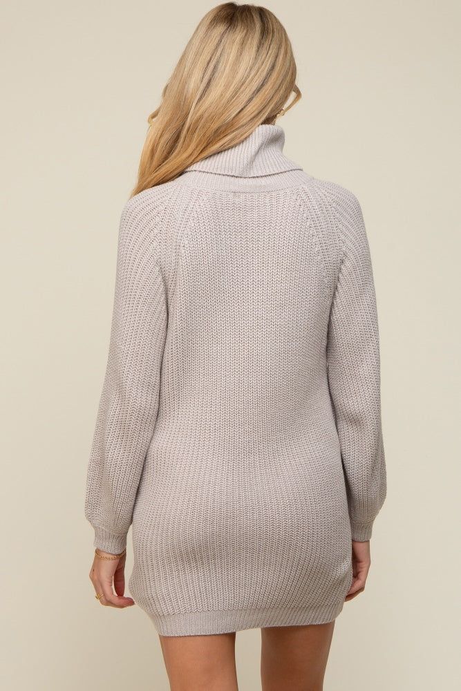 Heather Grey Turtleneck Maternity Sweater Mini Dress sold by Pinkblush product image thumbnail 4