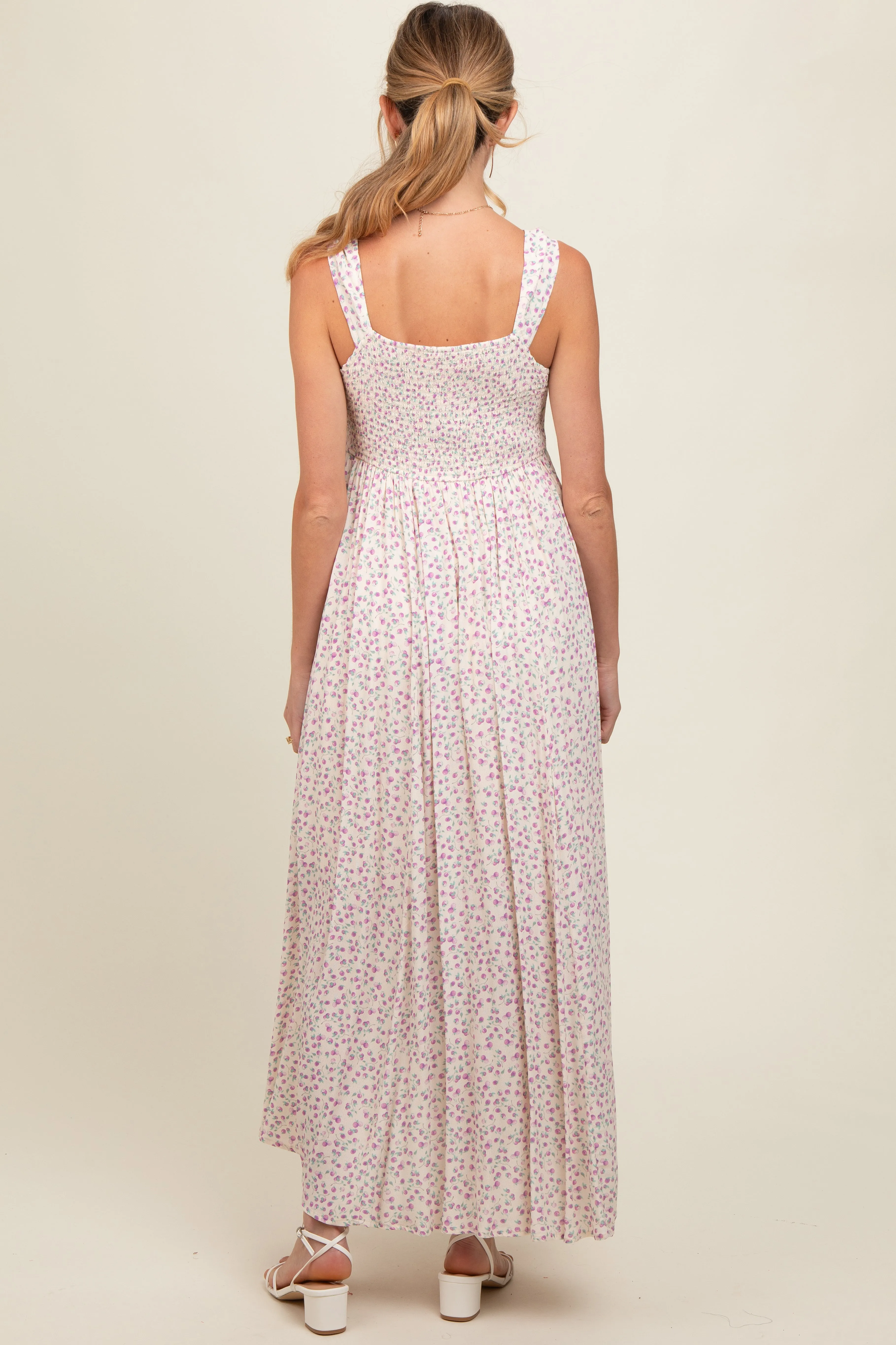 Lavender Floral Button Down Maternity Maxi Dress sold by Pinkblush product image thumbnail 4